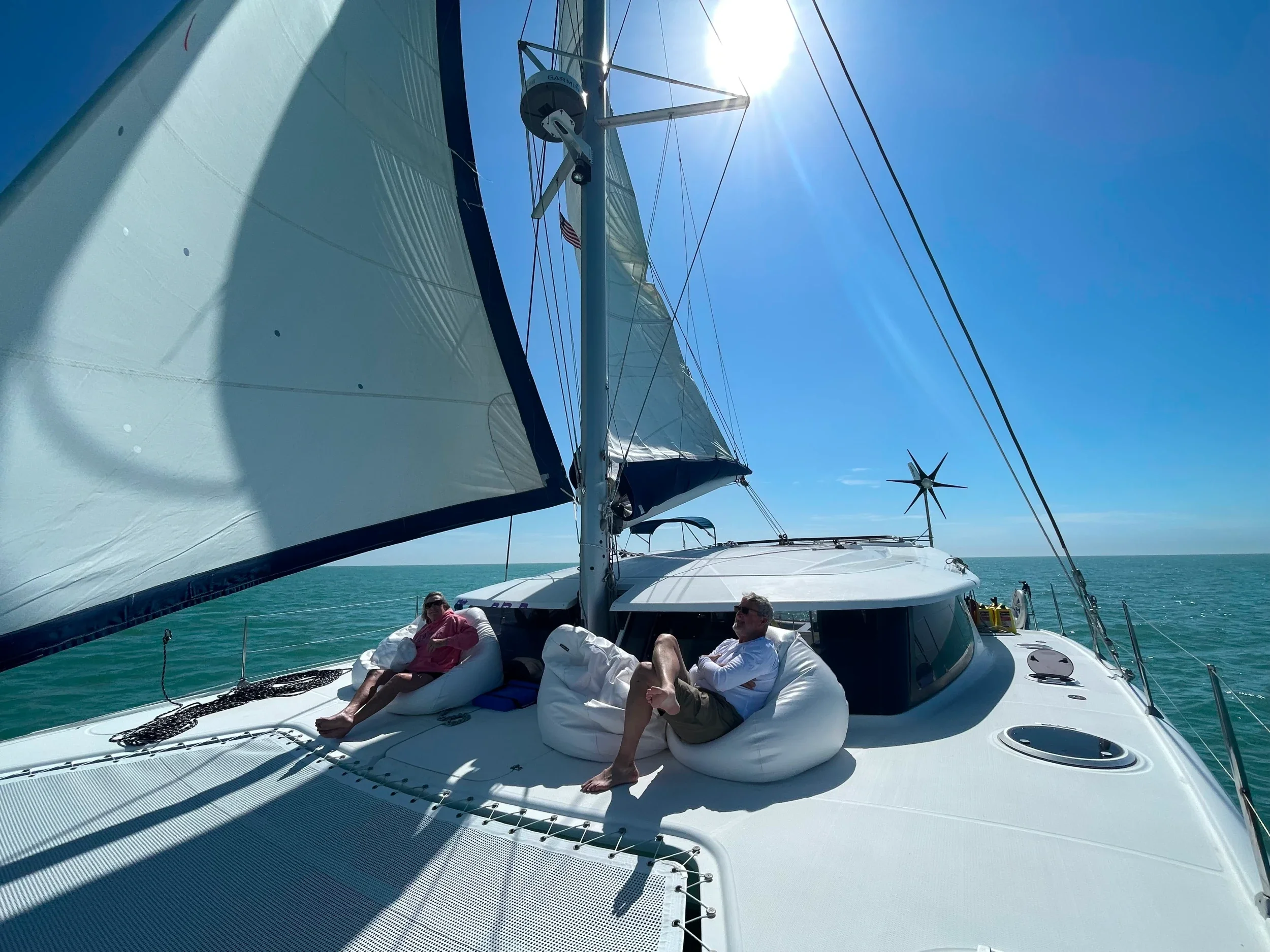 A fully private charter yacht on open water near Chicago, Illinois.