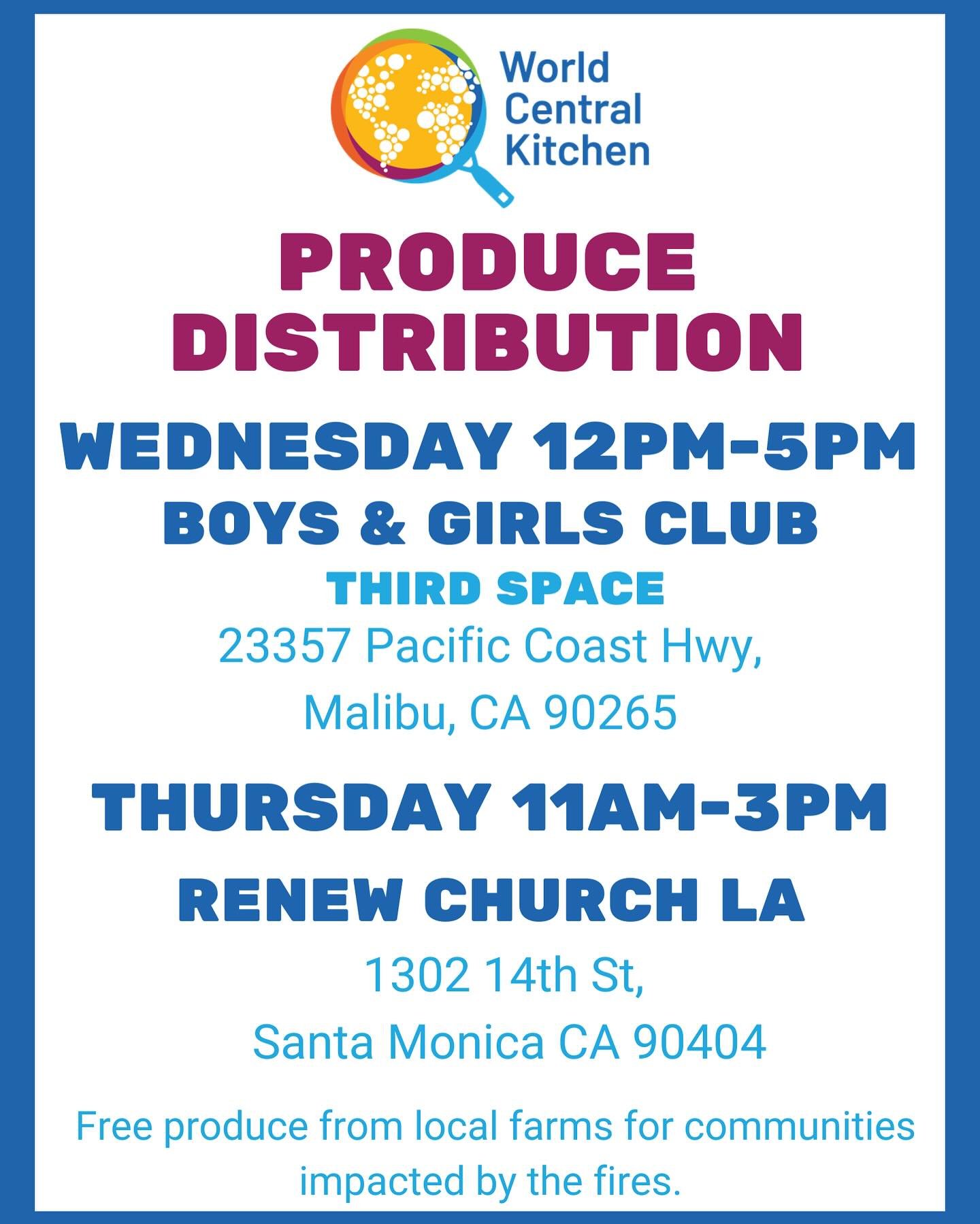 This will be the last fresh produce event. We wanted to say thank you to World Central Kitchen and their wonderful staff. You guys are amazing humans. To all of our friends who have created this wonderful community of helping and coming together, you