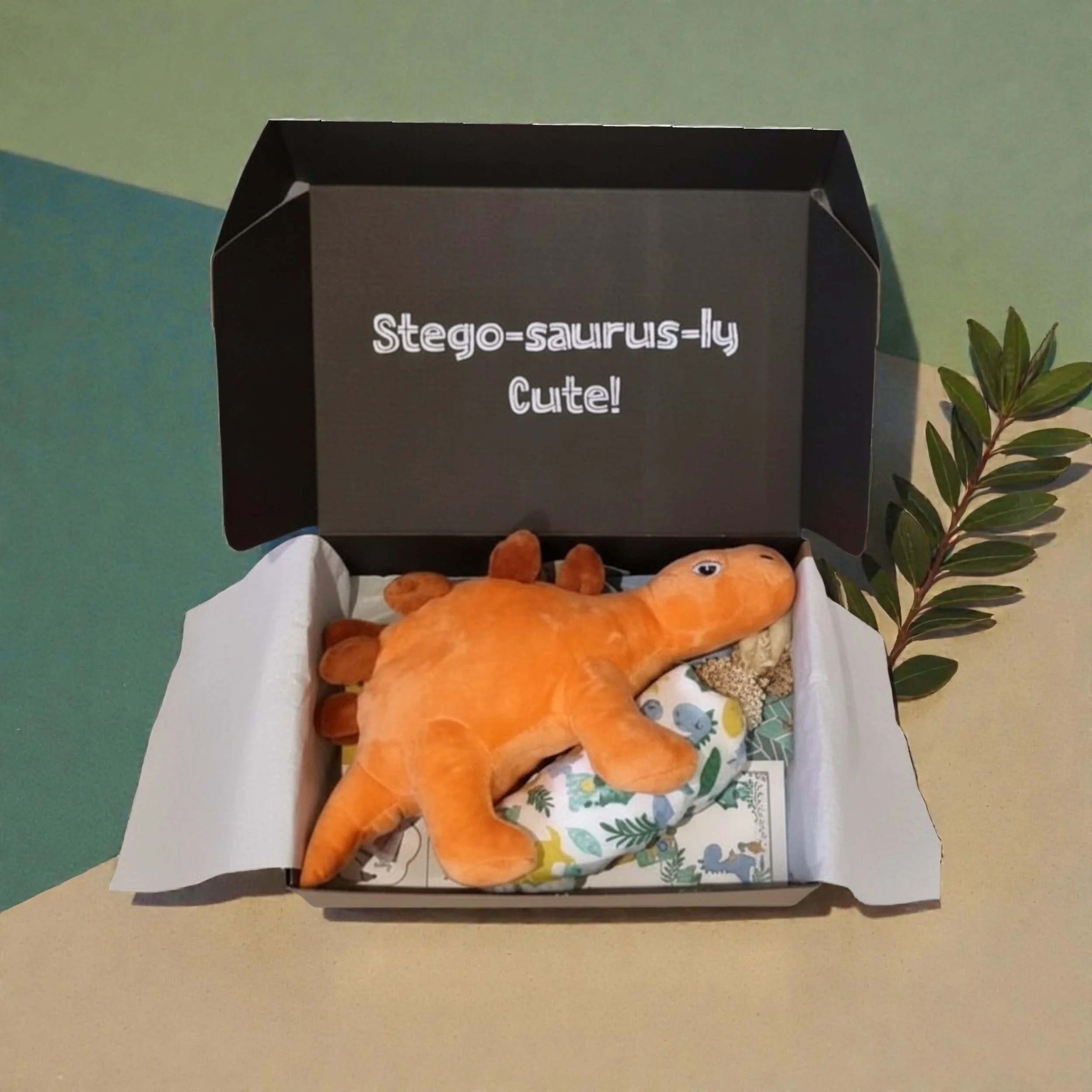 Stegosaurusly cute - dino, dino bib and muslin set.jpg