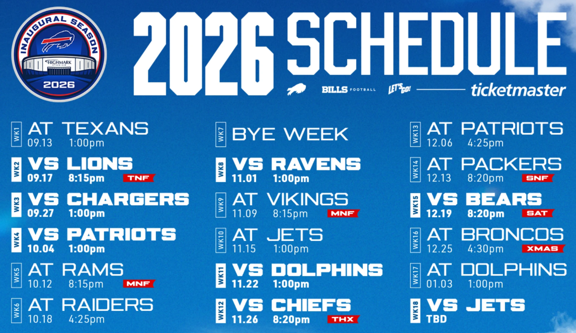 We Have the Bills 2026-2027 Schedule