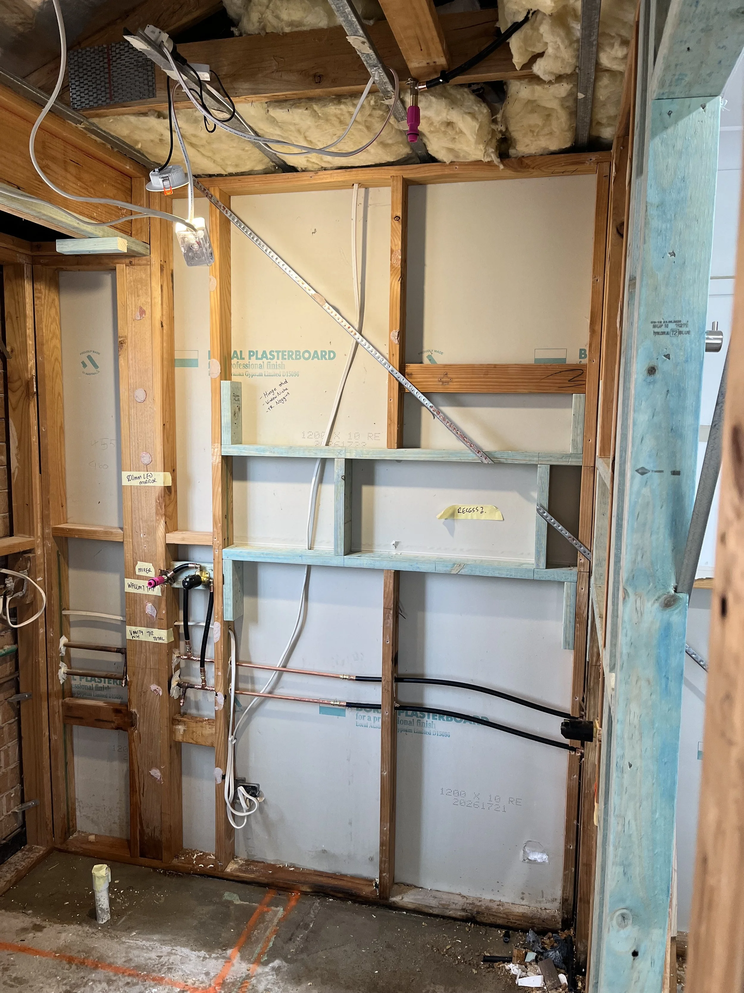 Rough in stage of a bathroom renovation in Wagga Wagga