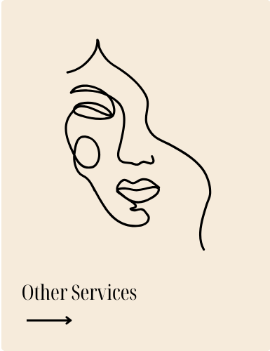 Line drawing of a woman's face in profile with text reading 'Other Services' and an arrow pointing right.