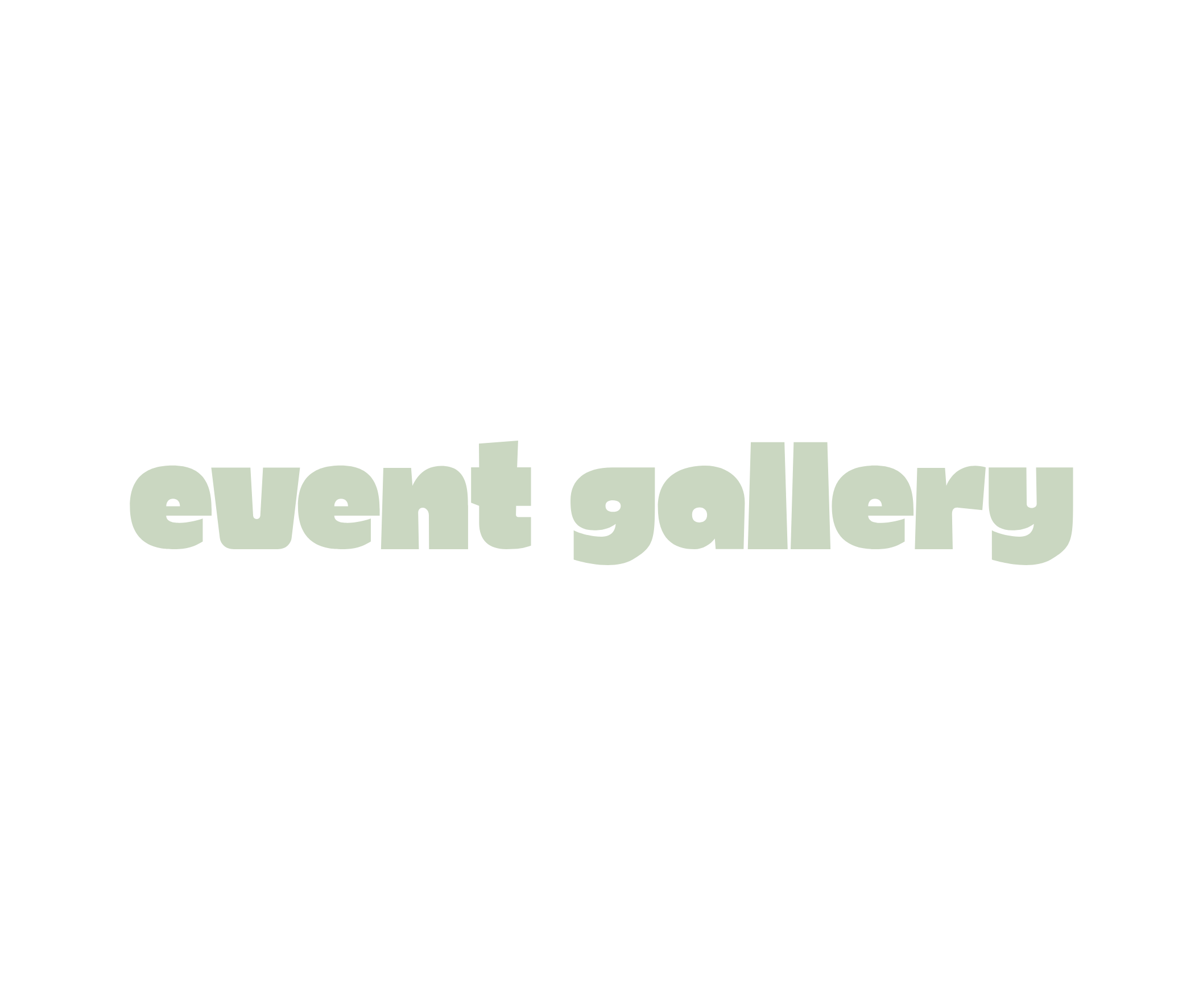 Black background with the words "event gallery" in large, light green, bold, lowercase letters.