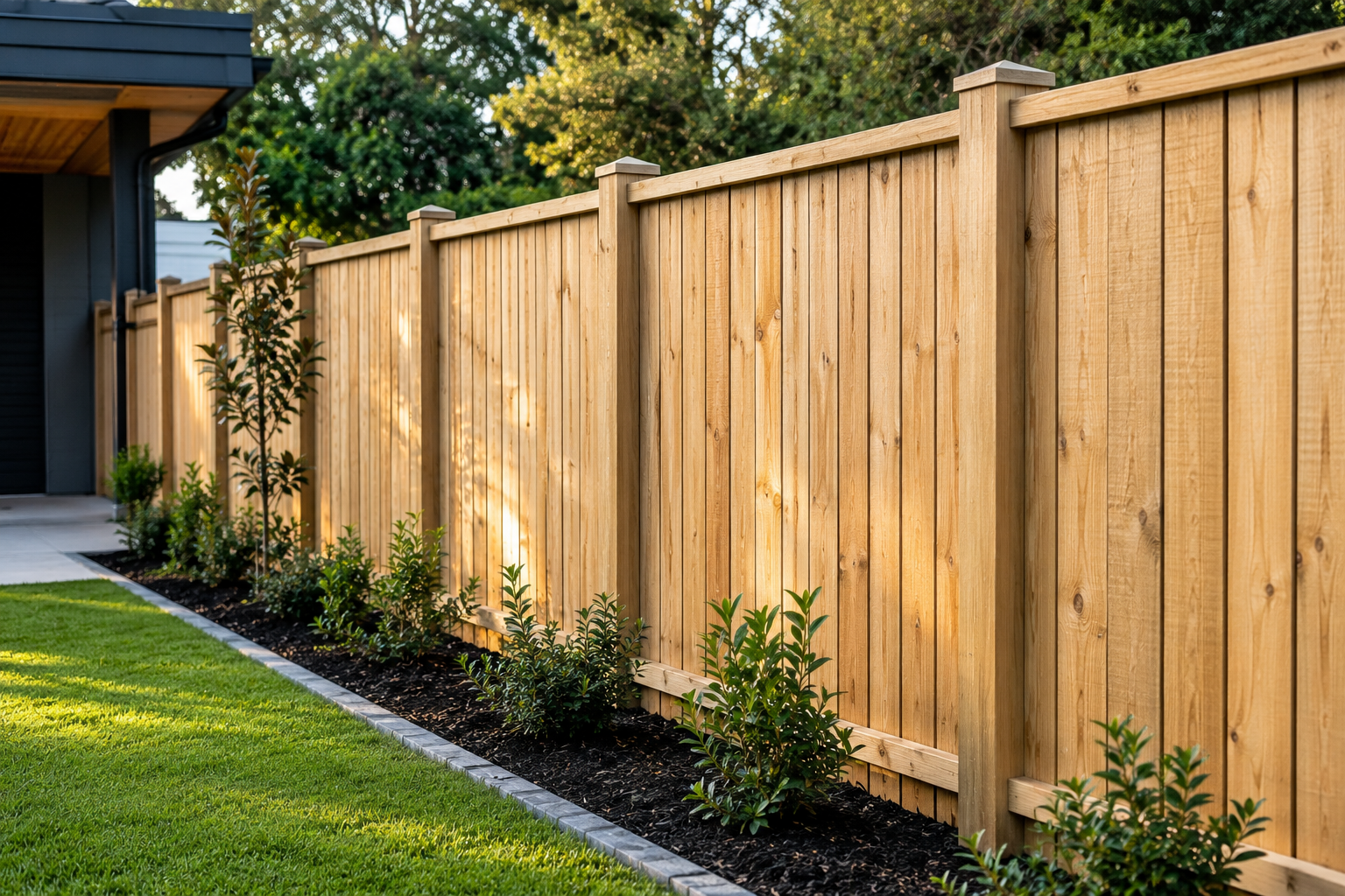 Timber boundary fencing installed at a residential property in North Brisbane