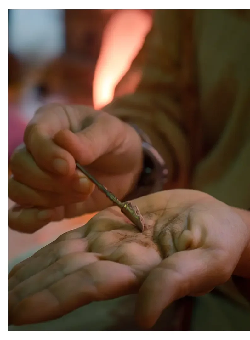 Close-up of a person's hand with rapeh.