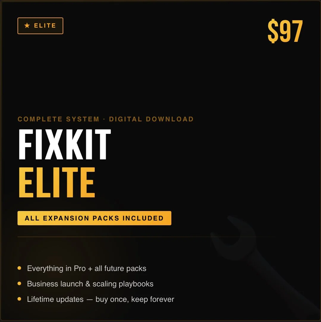 FixKit Pro - Lifetime: Own the complete Toolbelt Boss system—today and every update we release in the future.