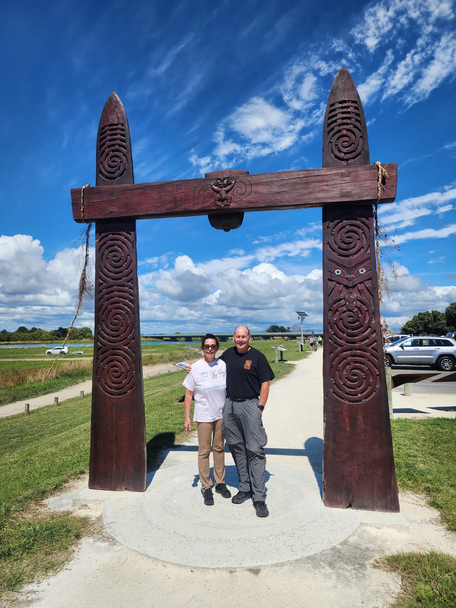 Guests at the Atea a Rangi Celestial Compass, Waitangi Regional Park