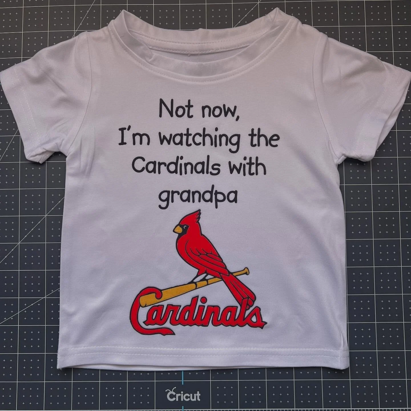 Go Cardinals! I&rsquo;m not a sports person, but this was a custom order for my adorable 16 month old niece visiting her grandpa in St. Louis. It was done with Cricut&rsquo;s Infusible ink sheets which made the multicolor piecing a fun challenge. It 