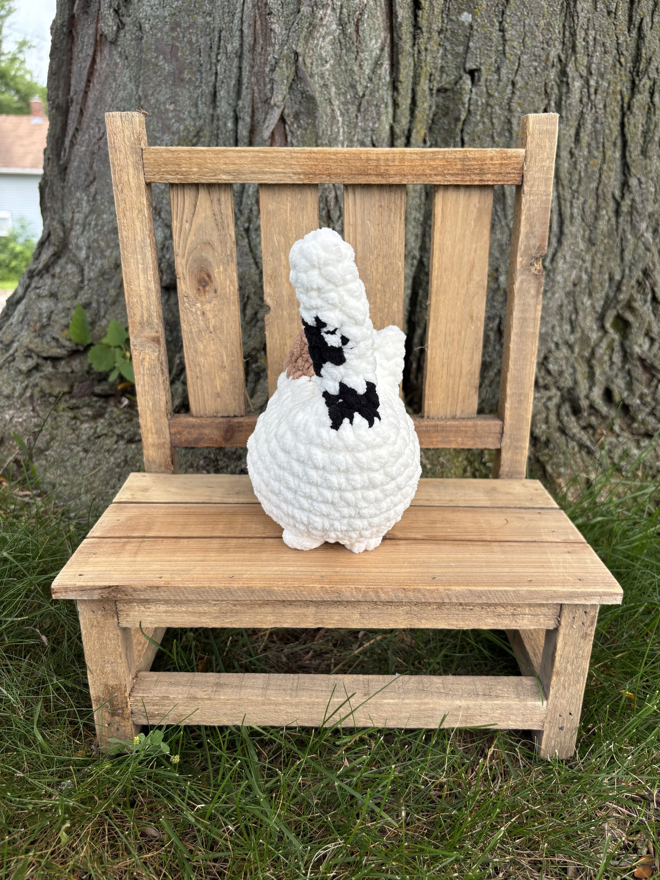 Handmade crochet calico cat plushie, pattern B