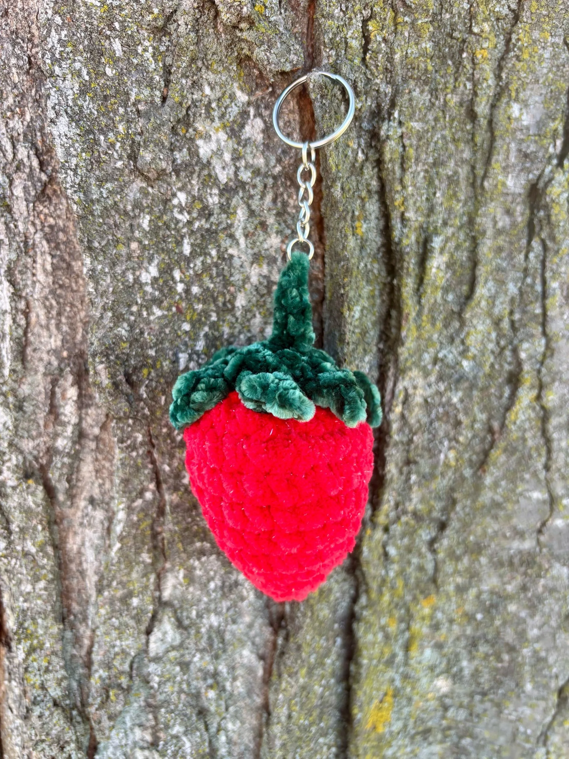 Handmade Crochet Strawberry Keychain