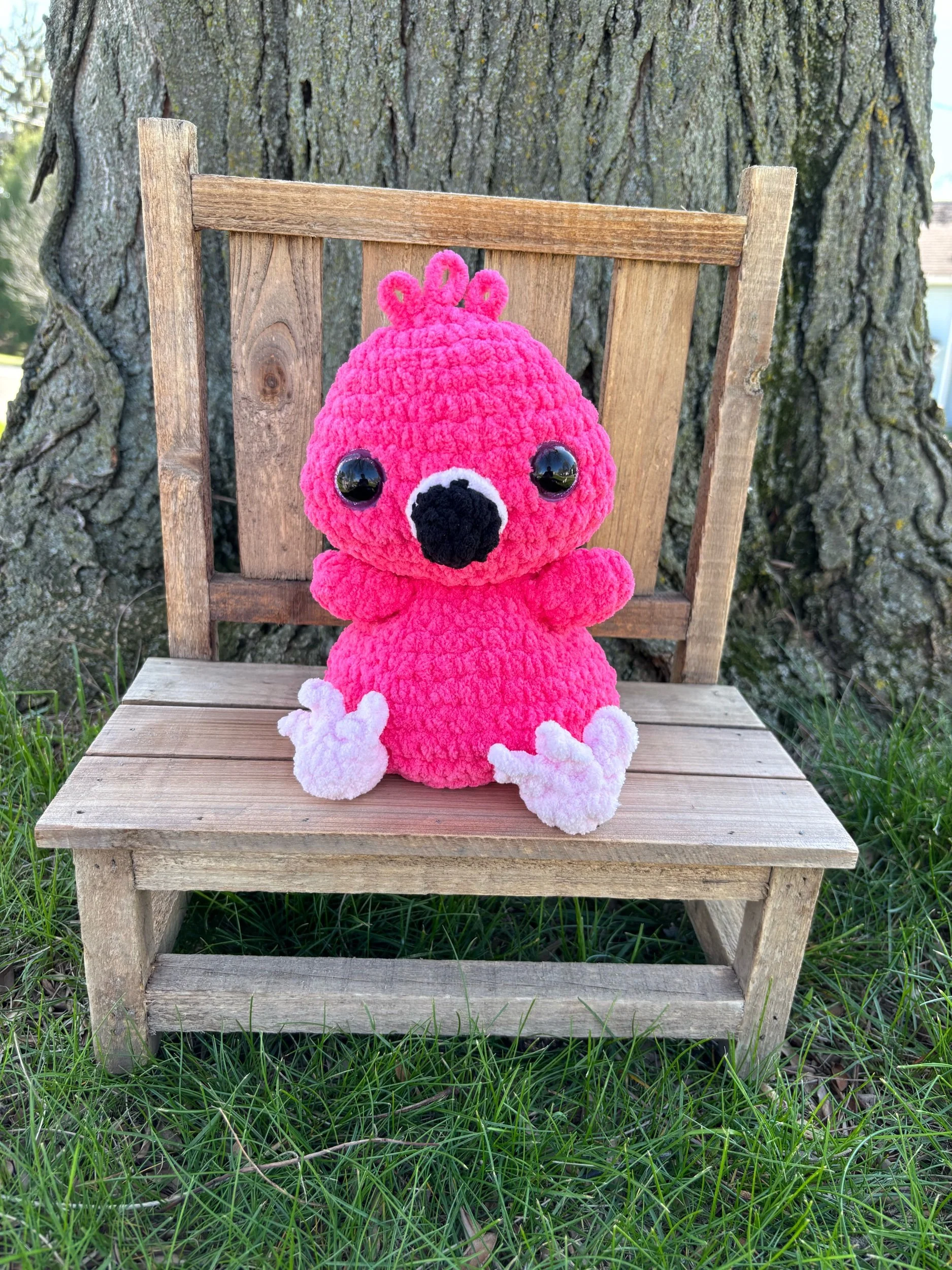 Handmade Crochet Weighted Flamingo Plushie
