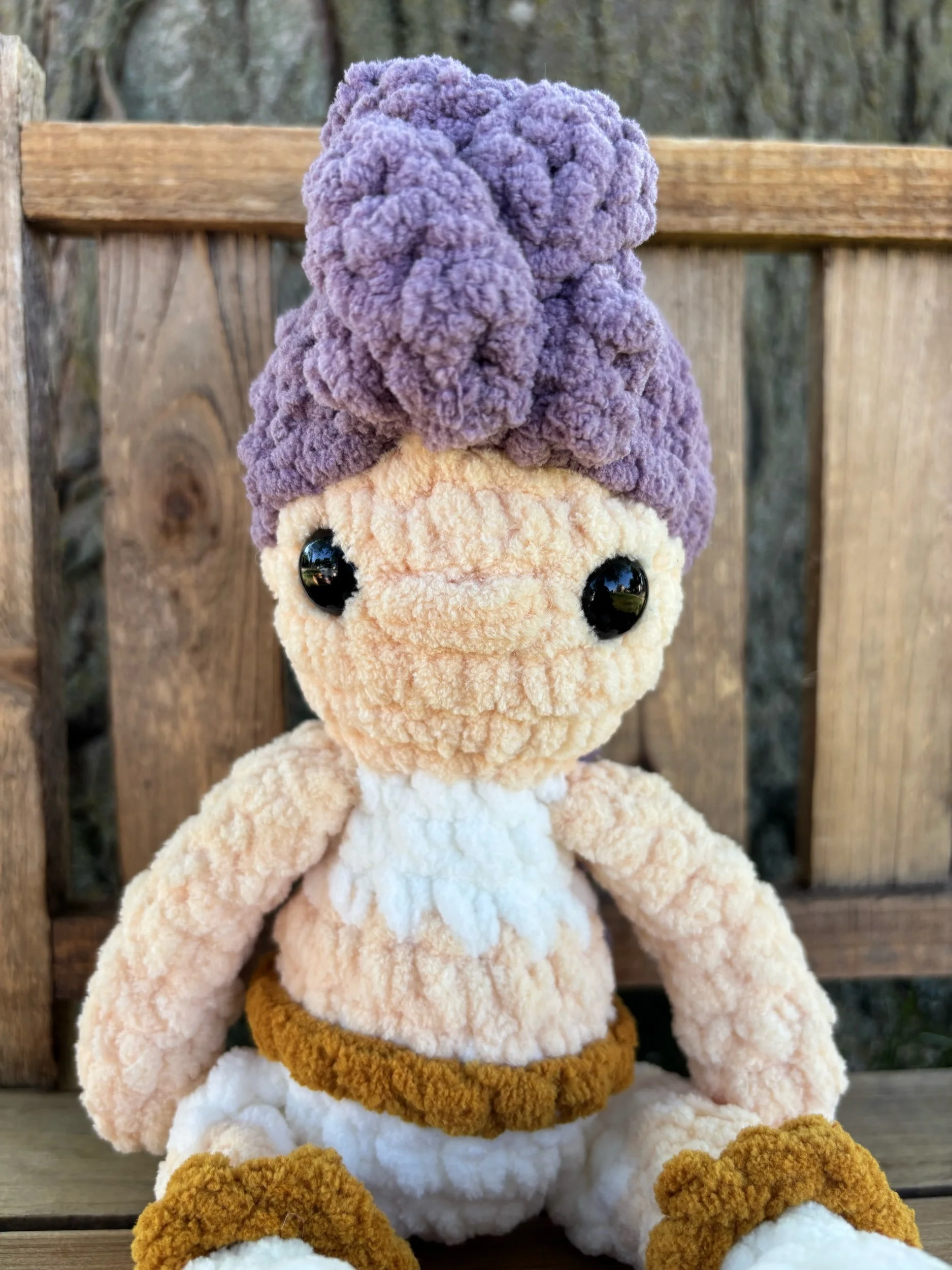 Handmade crochet K-pop doll, Rumi with purple hair