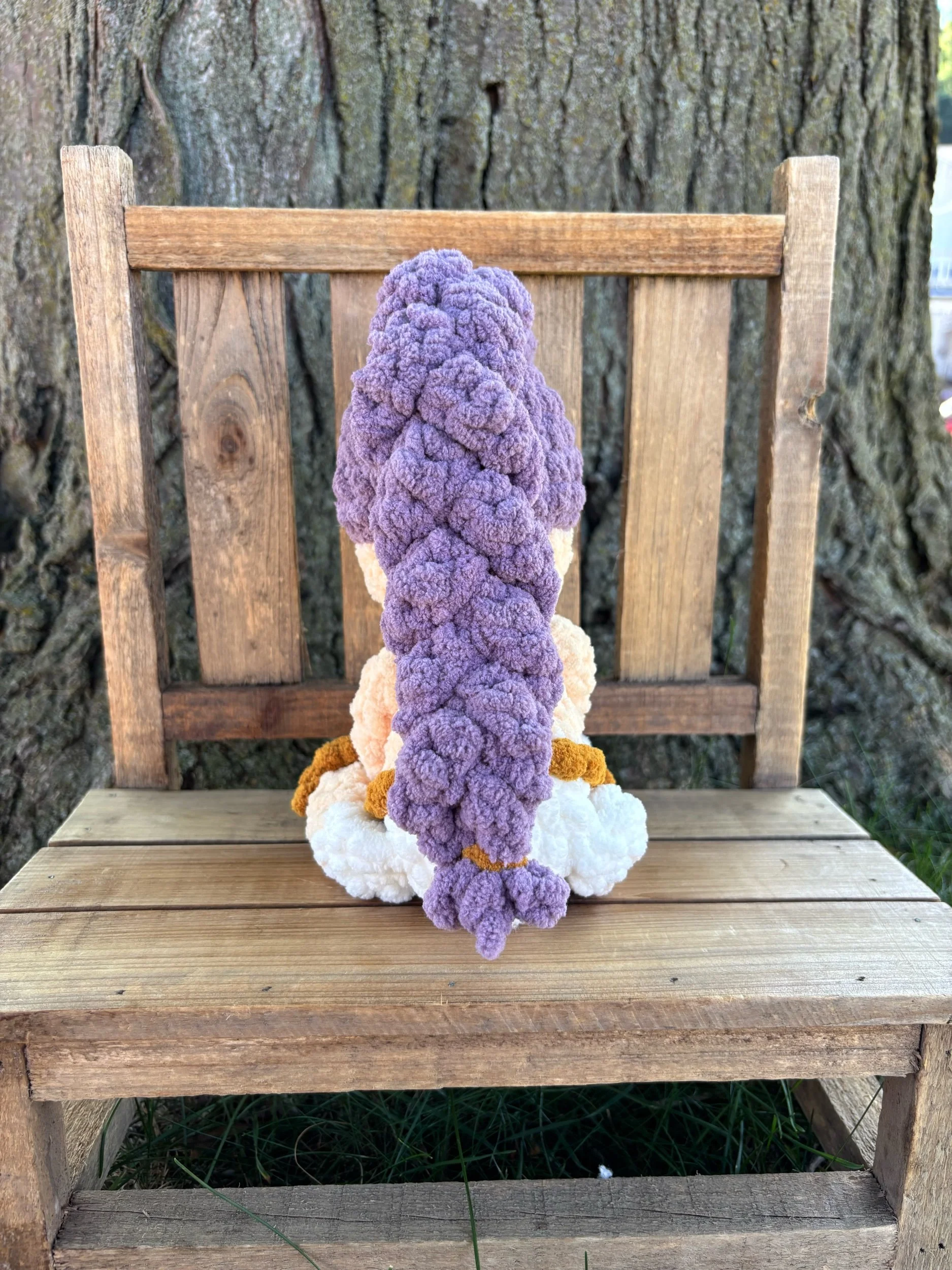 Handmade crochet K-pop doll, Rumi with purple hair