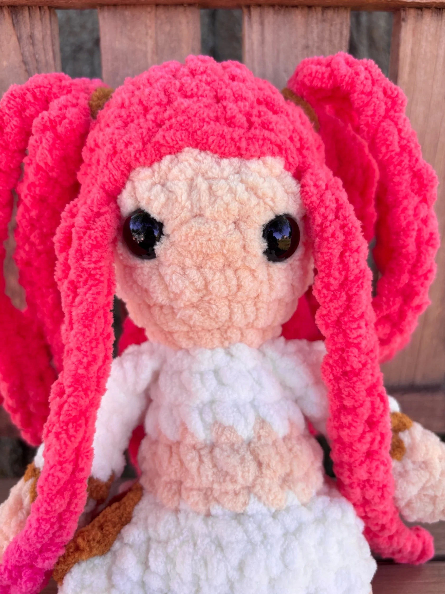 Handmade crochet K-pop doll, Mira with pink hair