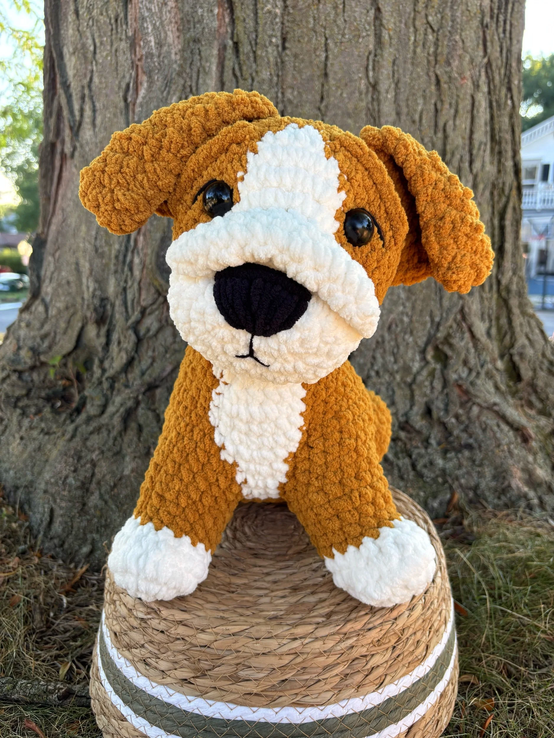 Handmade crochet bulldog puppy plushie