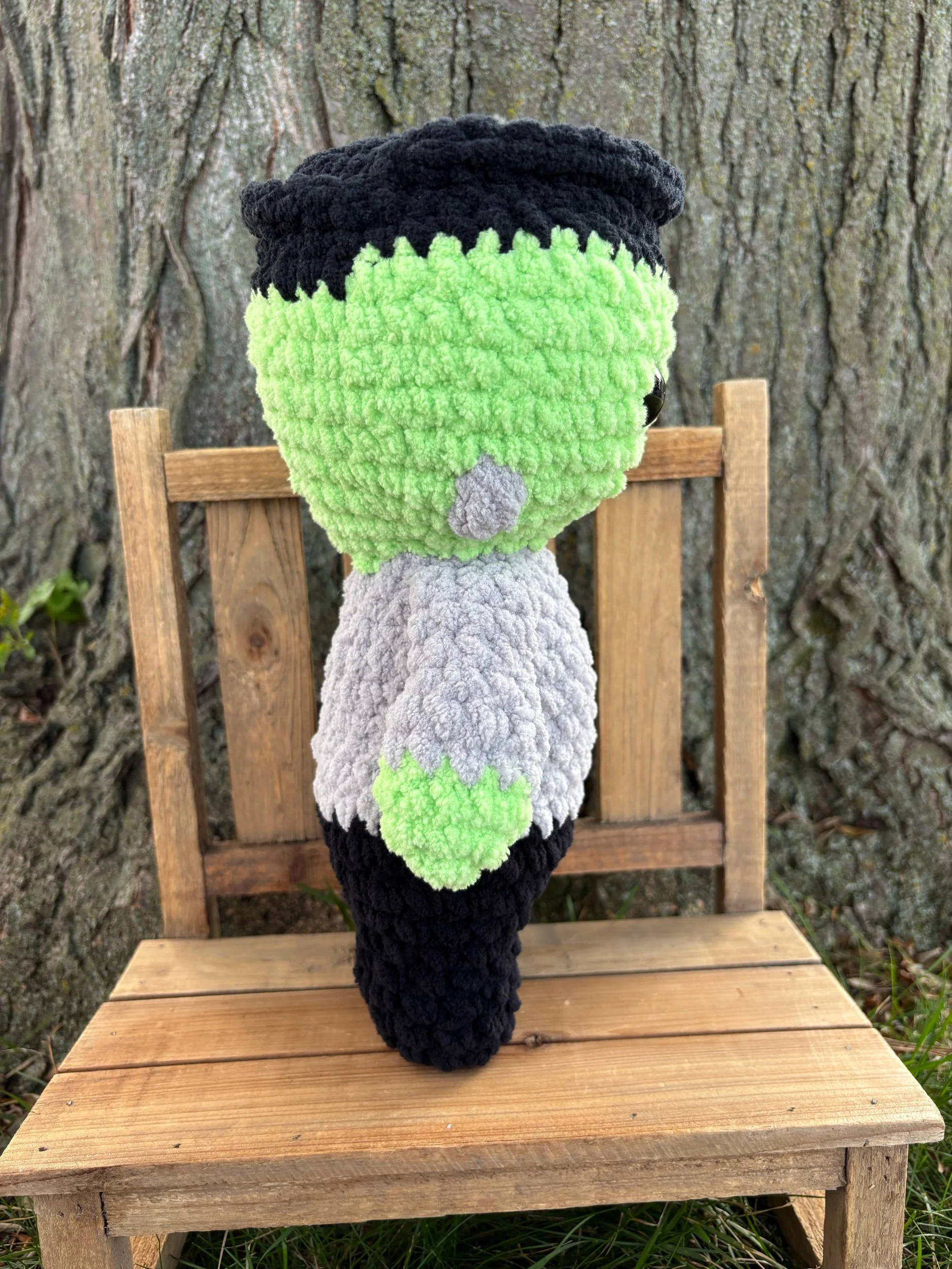 Handmade crochet Frankenstein monster plushie