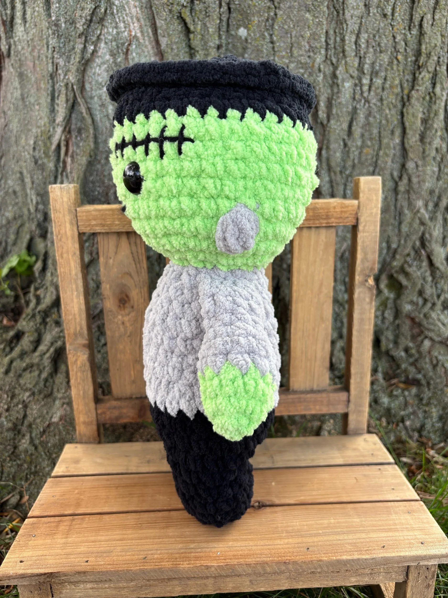 Handmade crochet Frankenstein monster plushie
