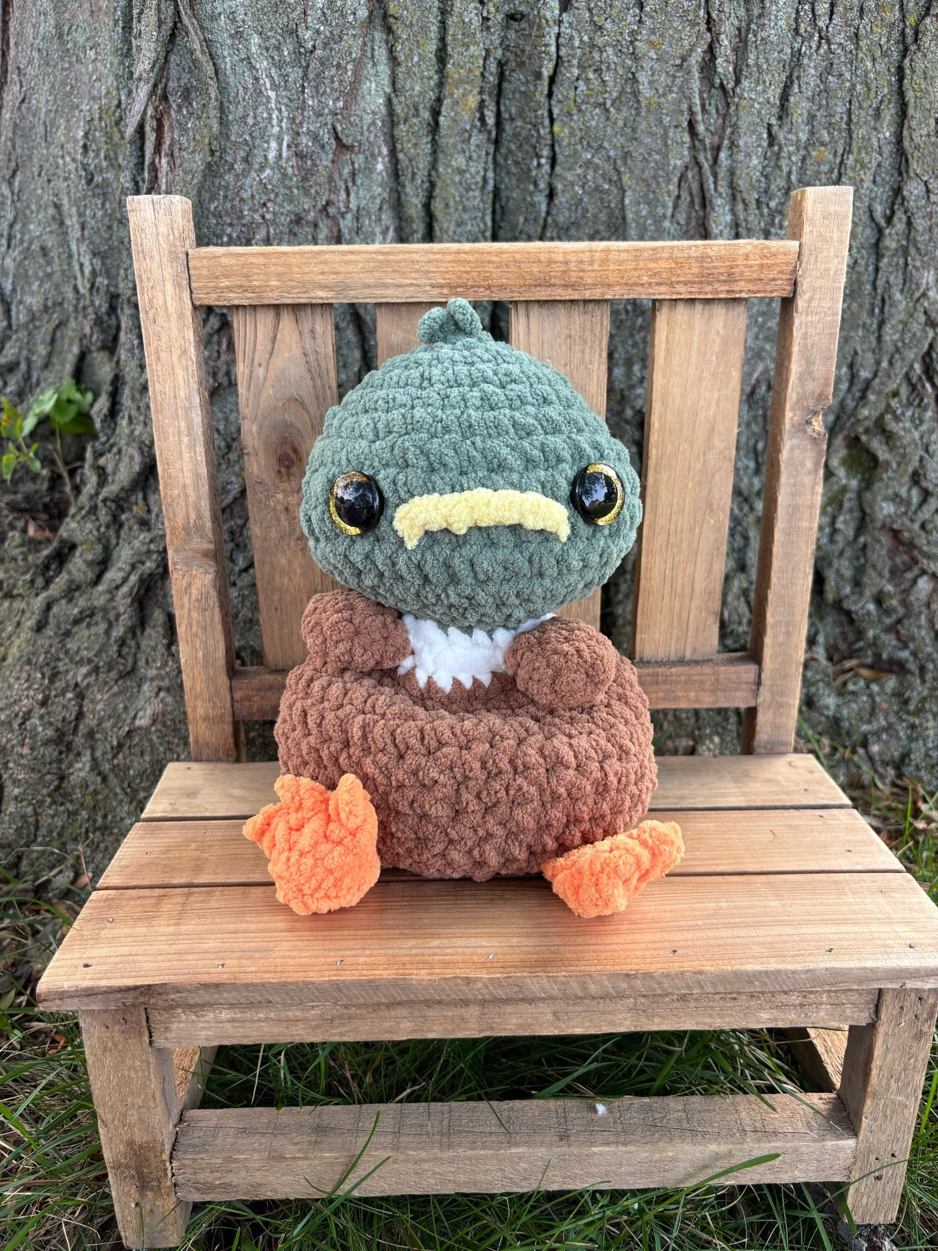 Handmade Crochet Weighted Mallard Duck Plushie