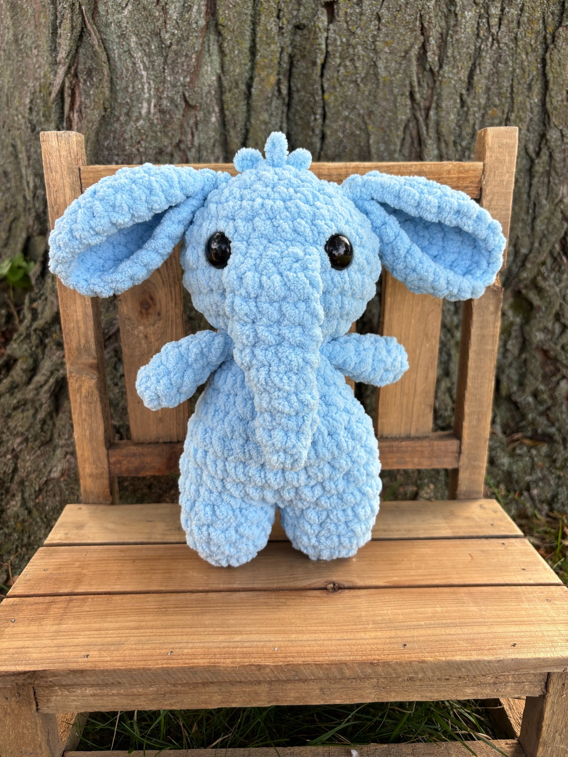 Handmade crochet blue elephant plushie