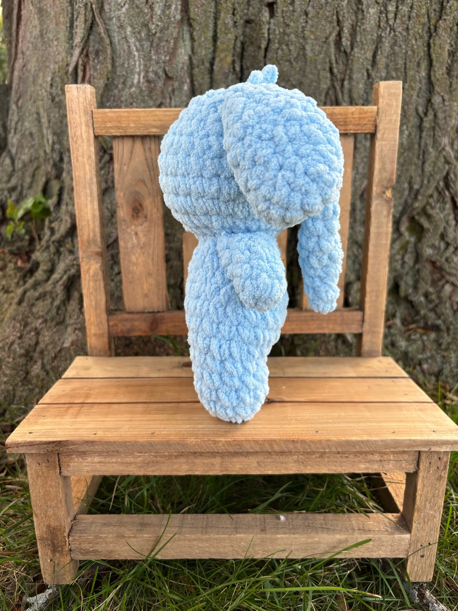 Handmade crochet blue elephant plushie