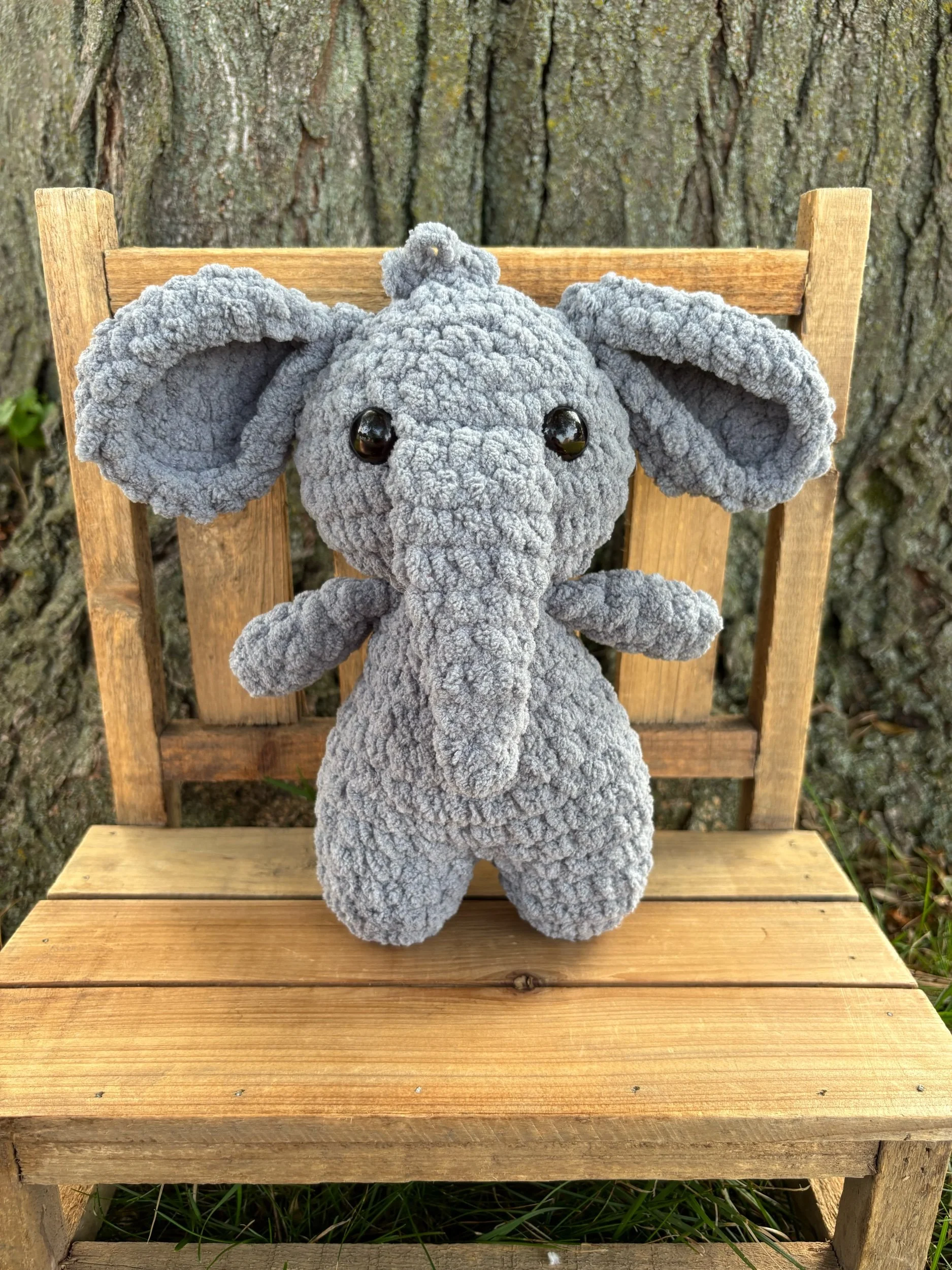 Handmade crochet grey elephant plushie