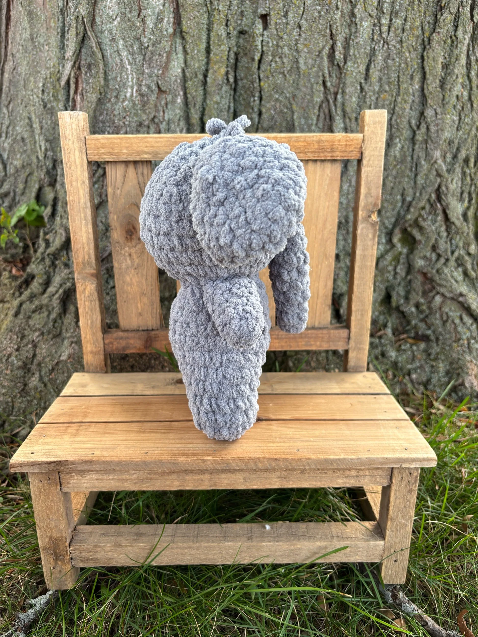 Handmade crochet grey elephant plushie