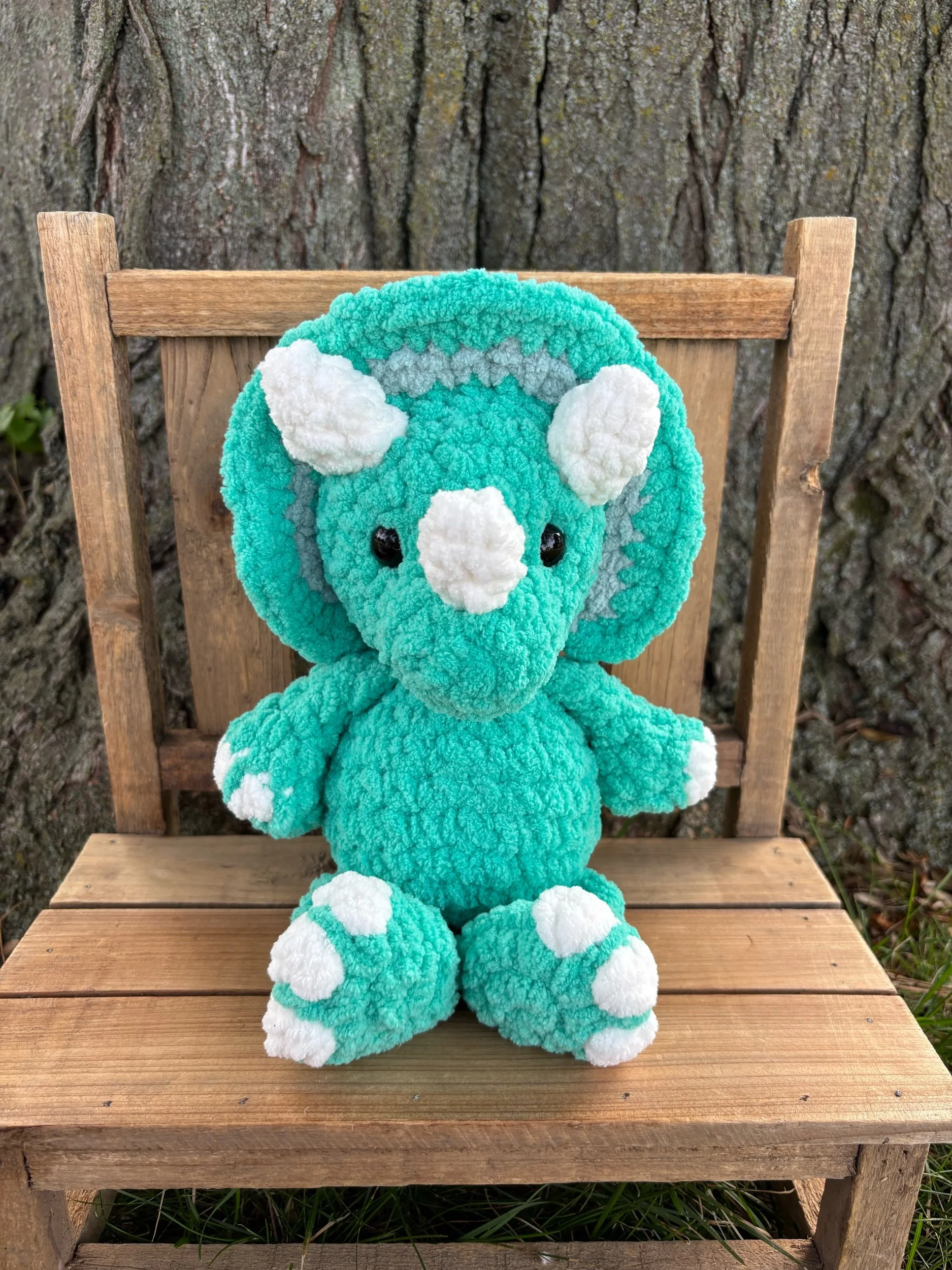 Handmade Crochet Triceratops Plushie