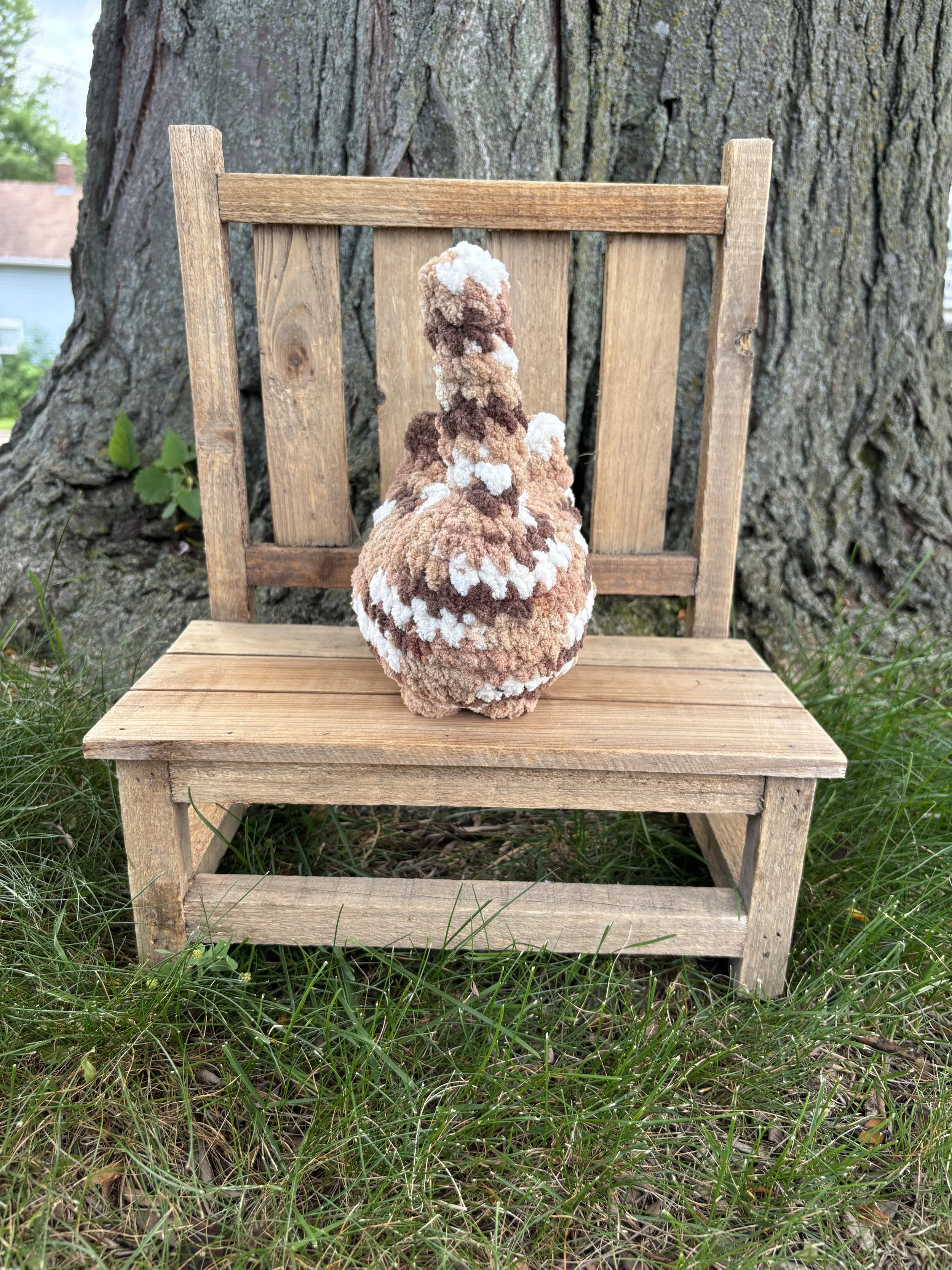 Handmade crochet brown tabby cat plushie