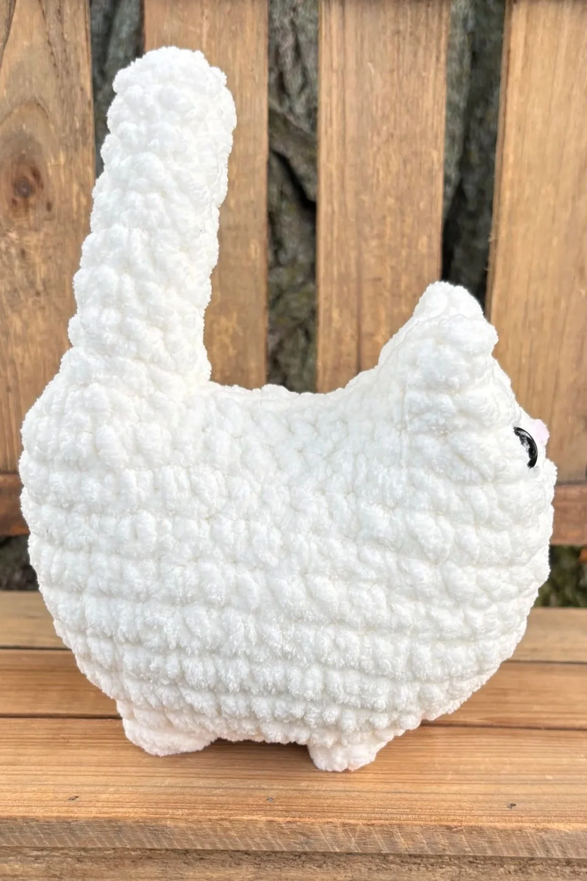 Handmade crochet white cat plushie