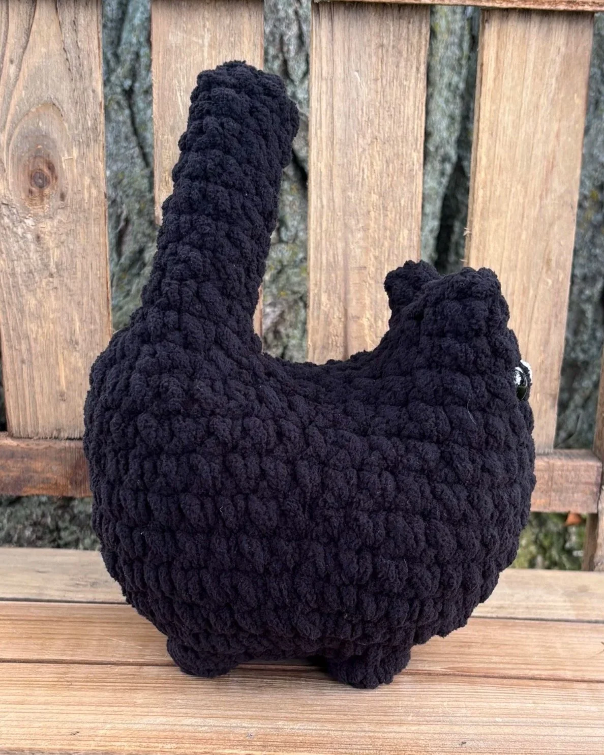 Handmade crochet black cat plushie