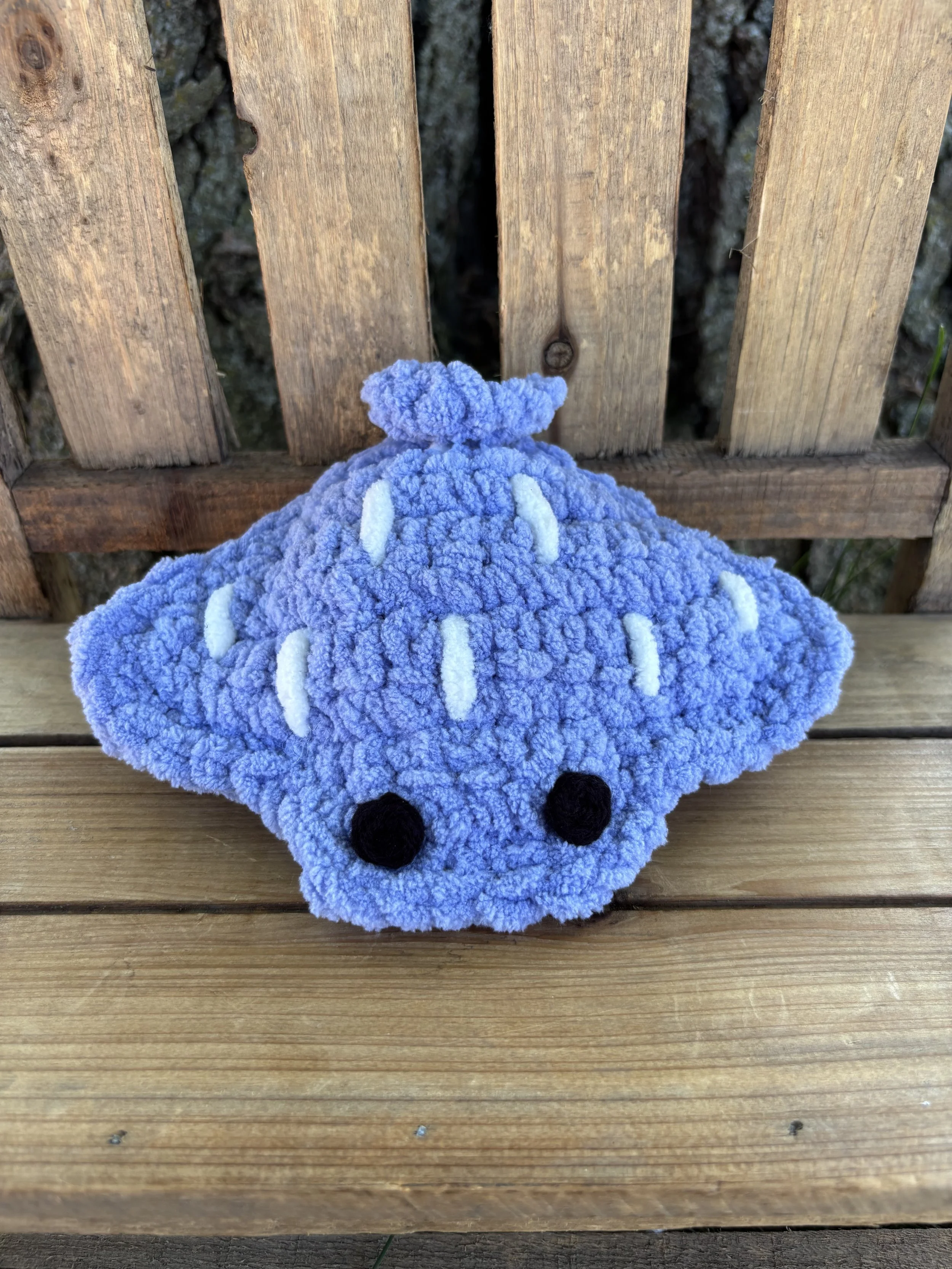 Handmade crochet blue stingray plushie