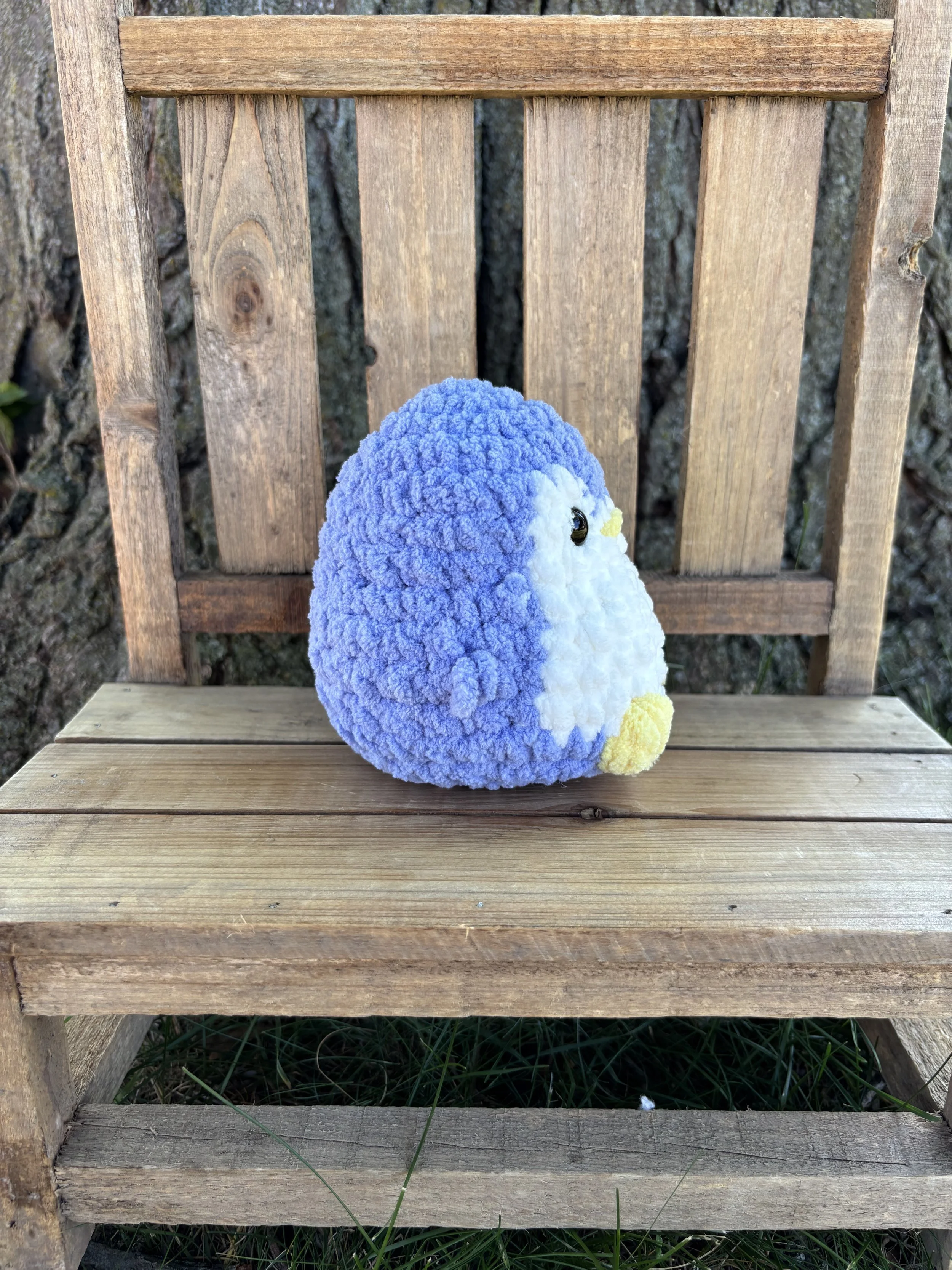 Handmade crochet round penguin plushie