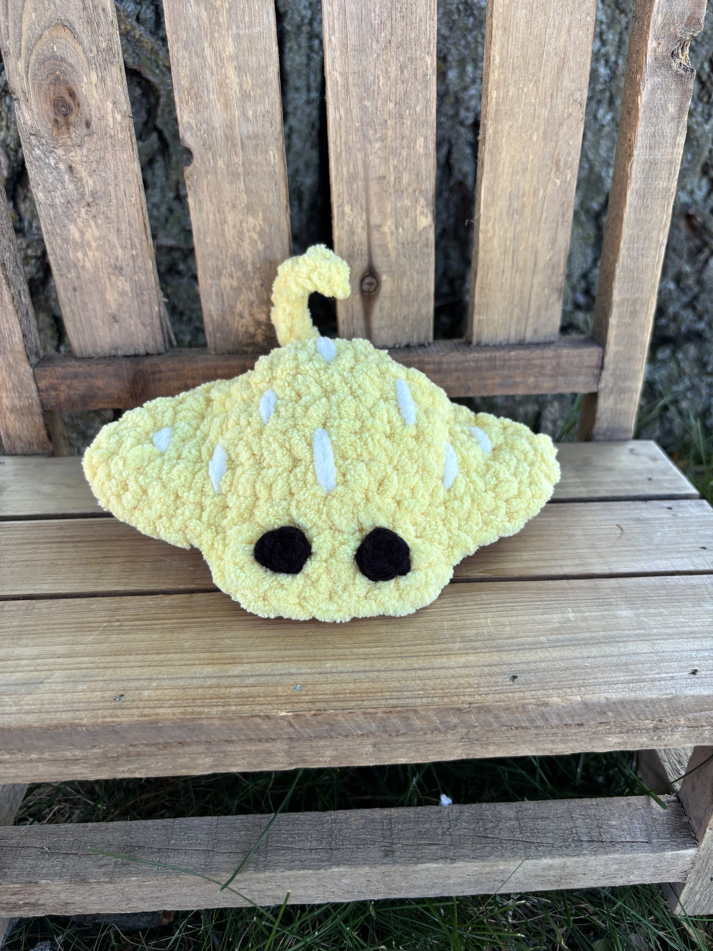 Handmade crochet yellow stingray plushie