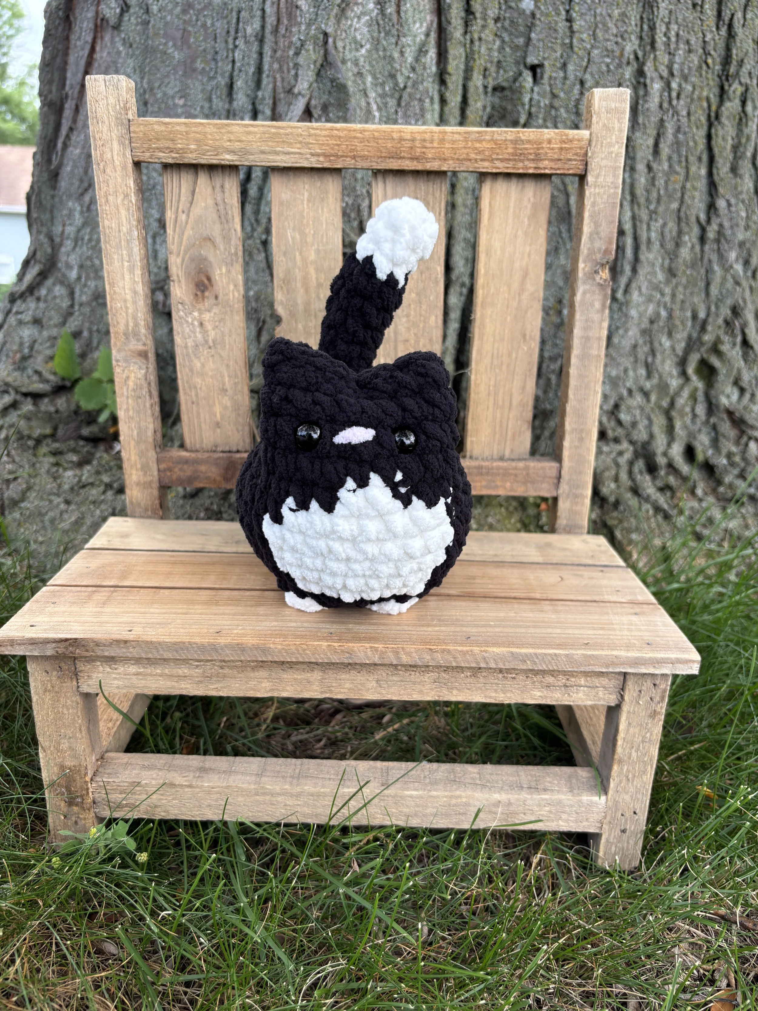 Handmade Crochet Tuxedo Cat Plushie