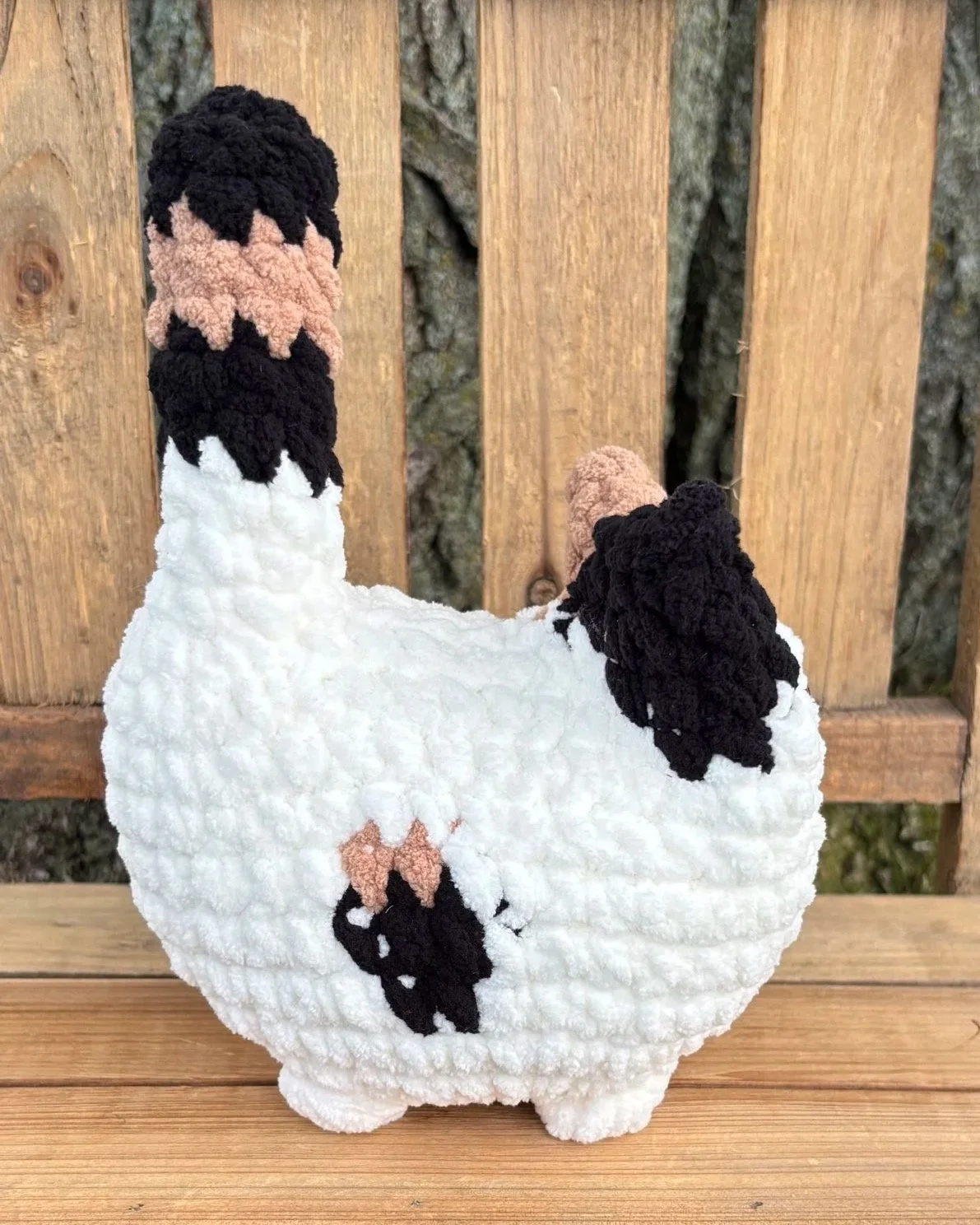 Handmade crochet calico cat plushie, pattern A