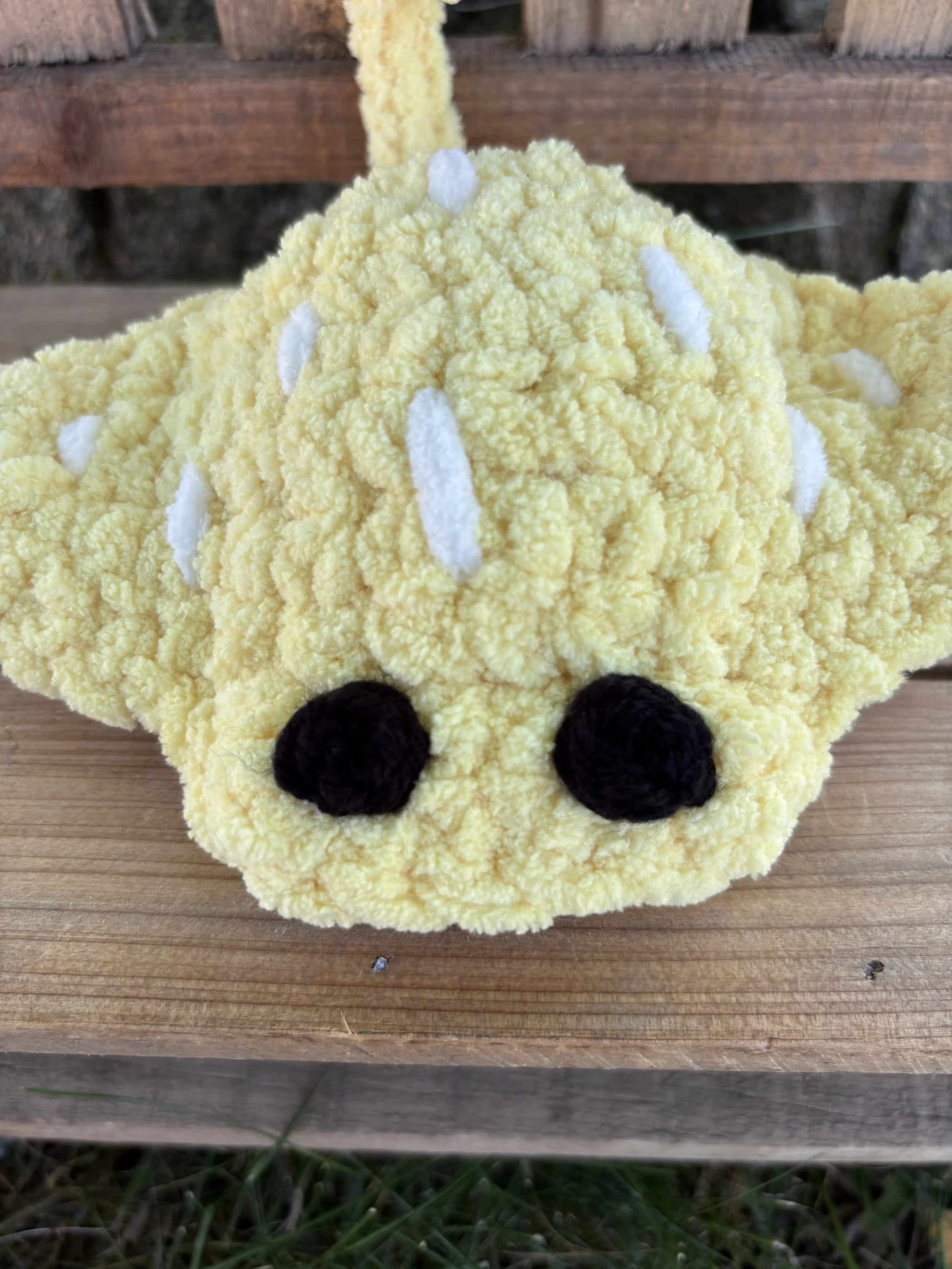 Handmade crochet yellow stingray plushie