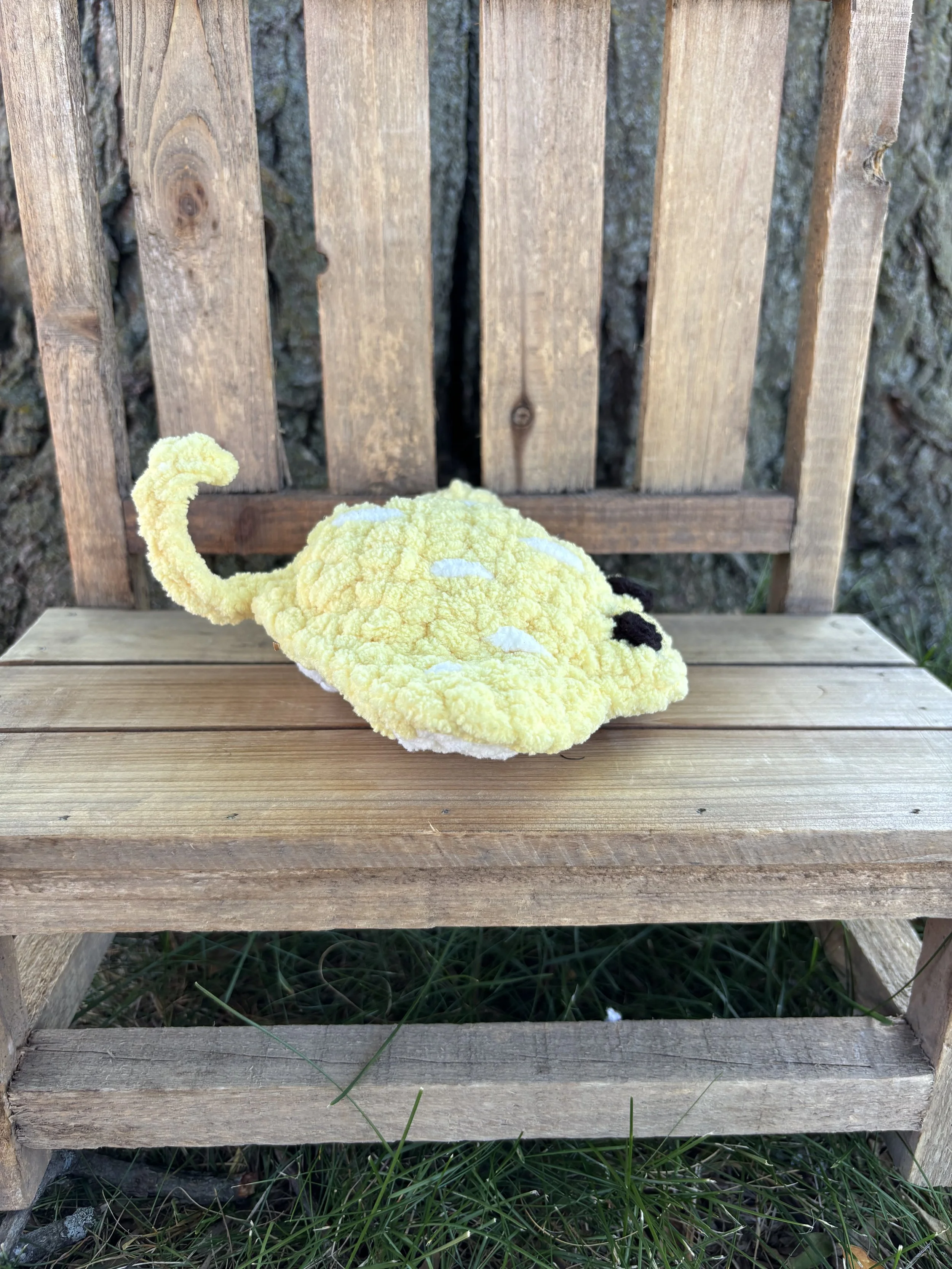 Handmade crochet yellow stingray plushie