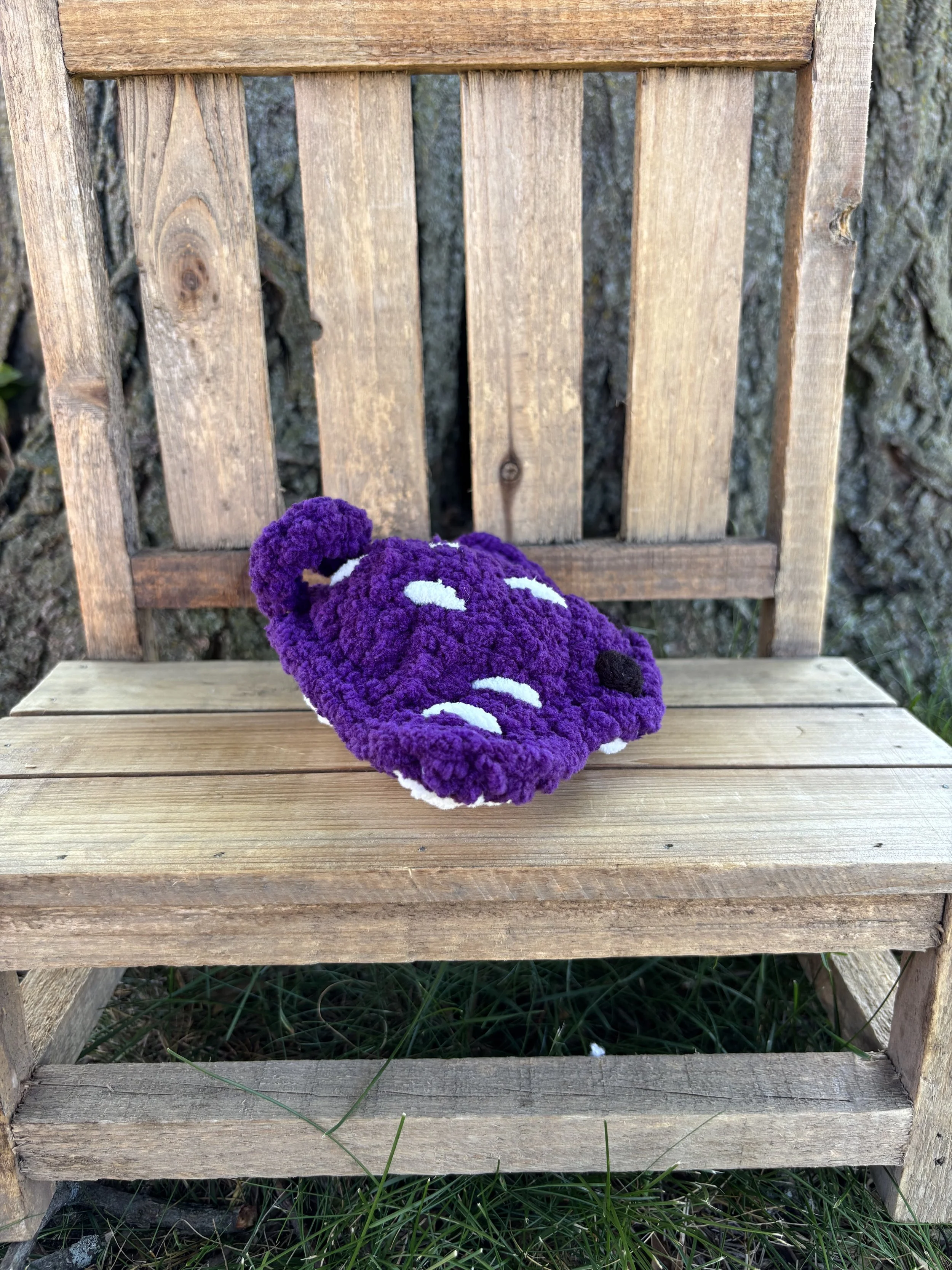 Handmade crochet purple stingray plushie