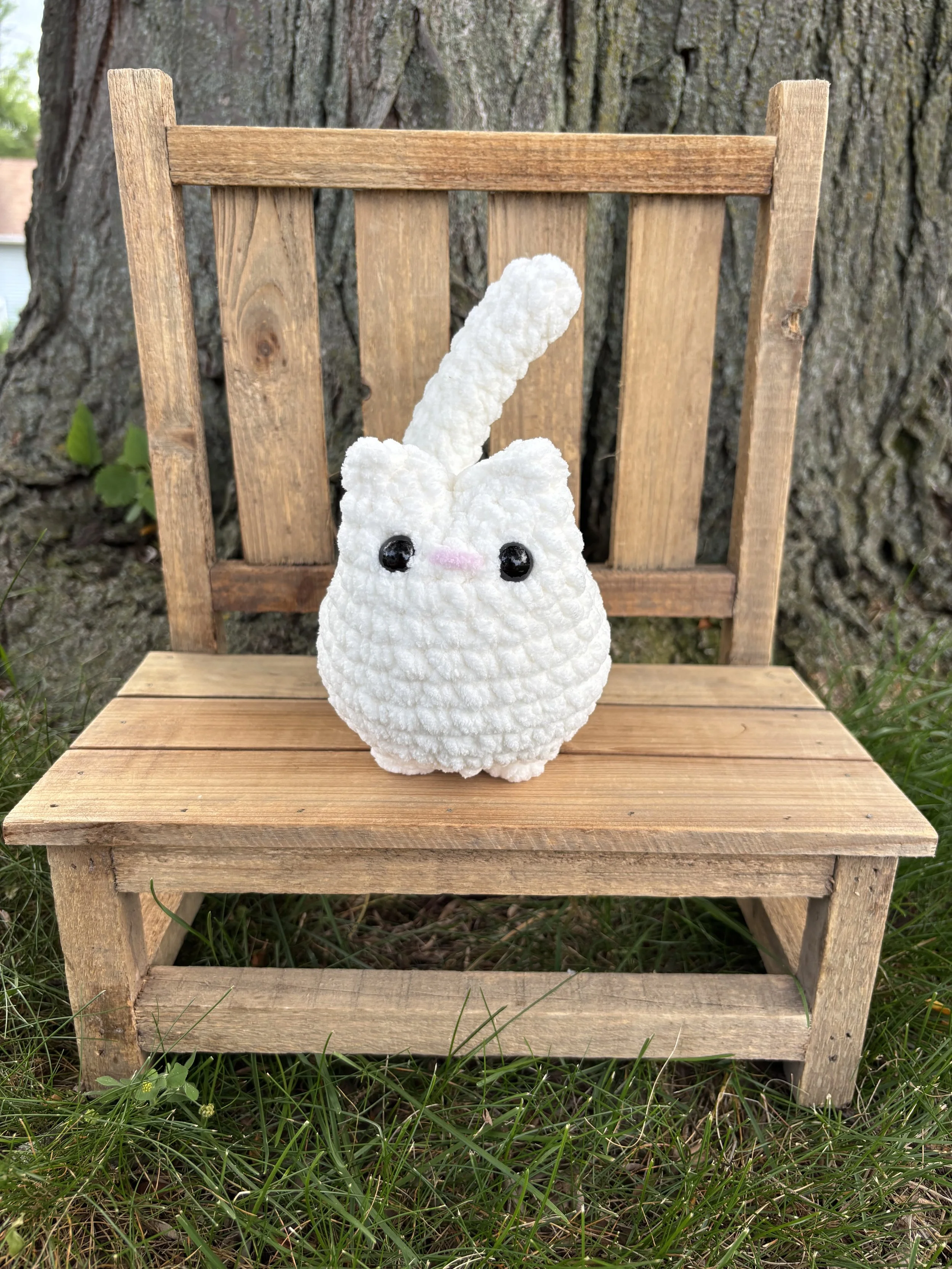 Handmade crochet white cat plushie