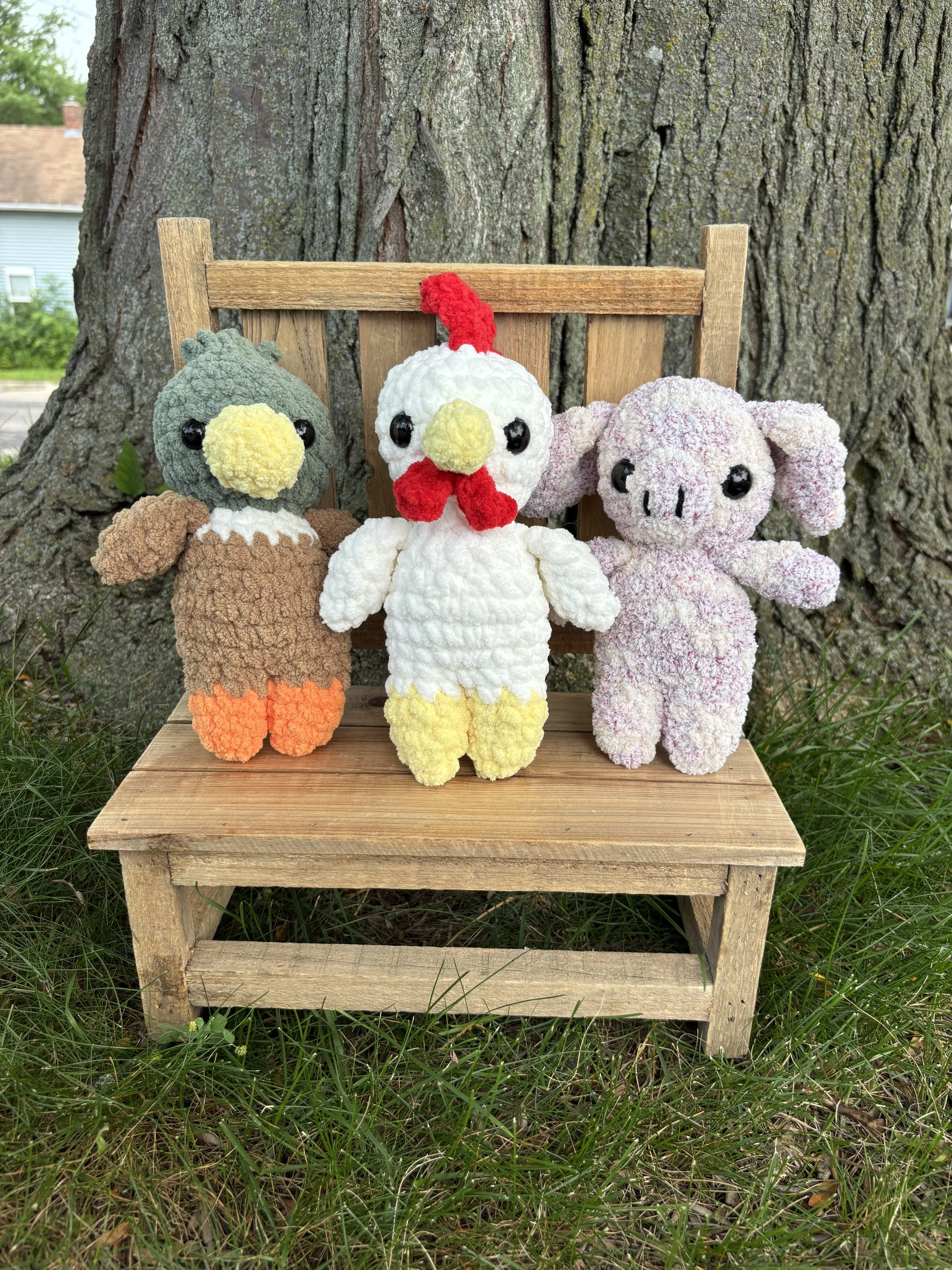 Farm Animal Plushie Bundle | Chicken, Mallard Duck & Pig