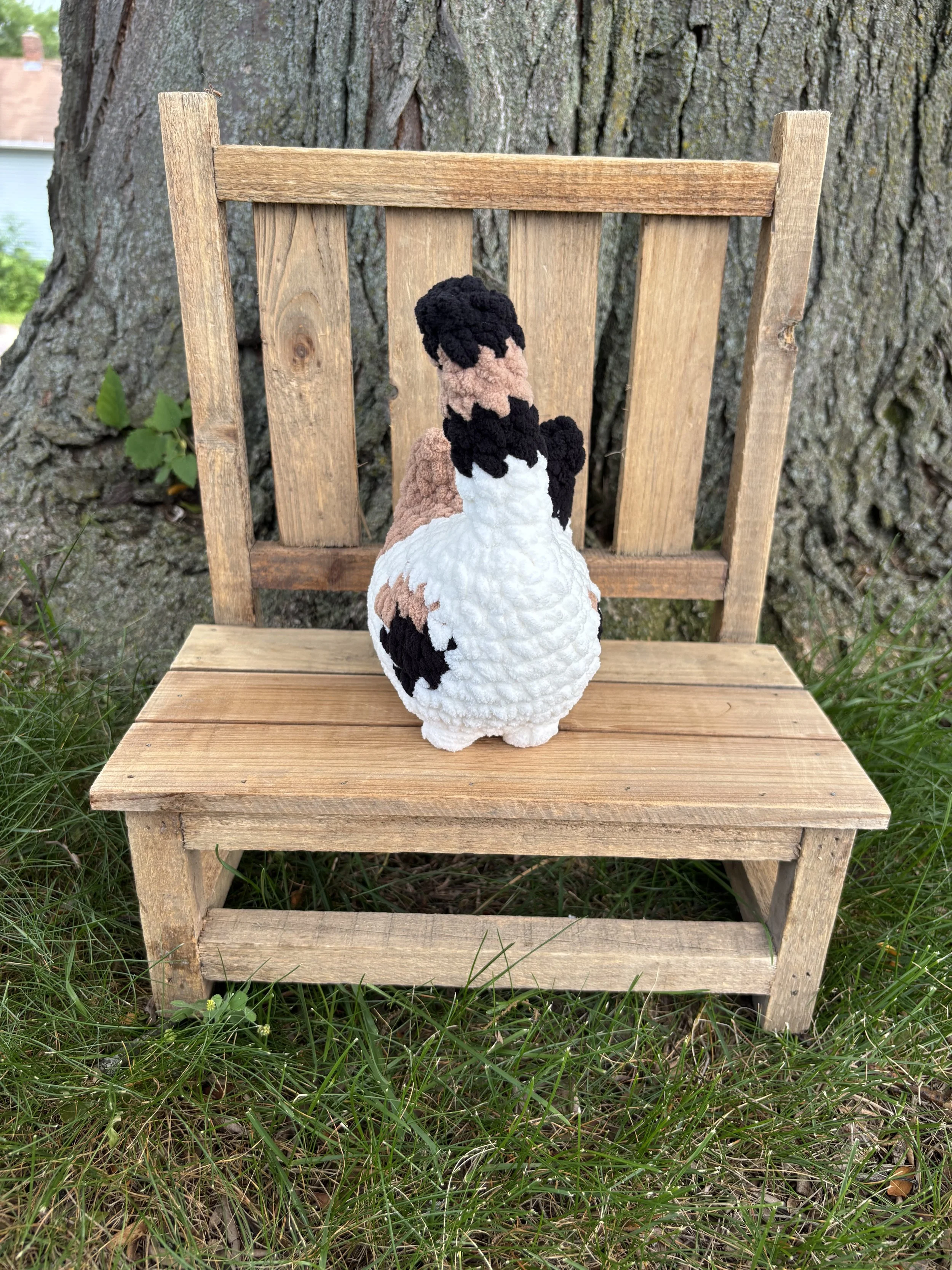 Handmade crochet calico cat plushie, pattern A