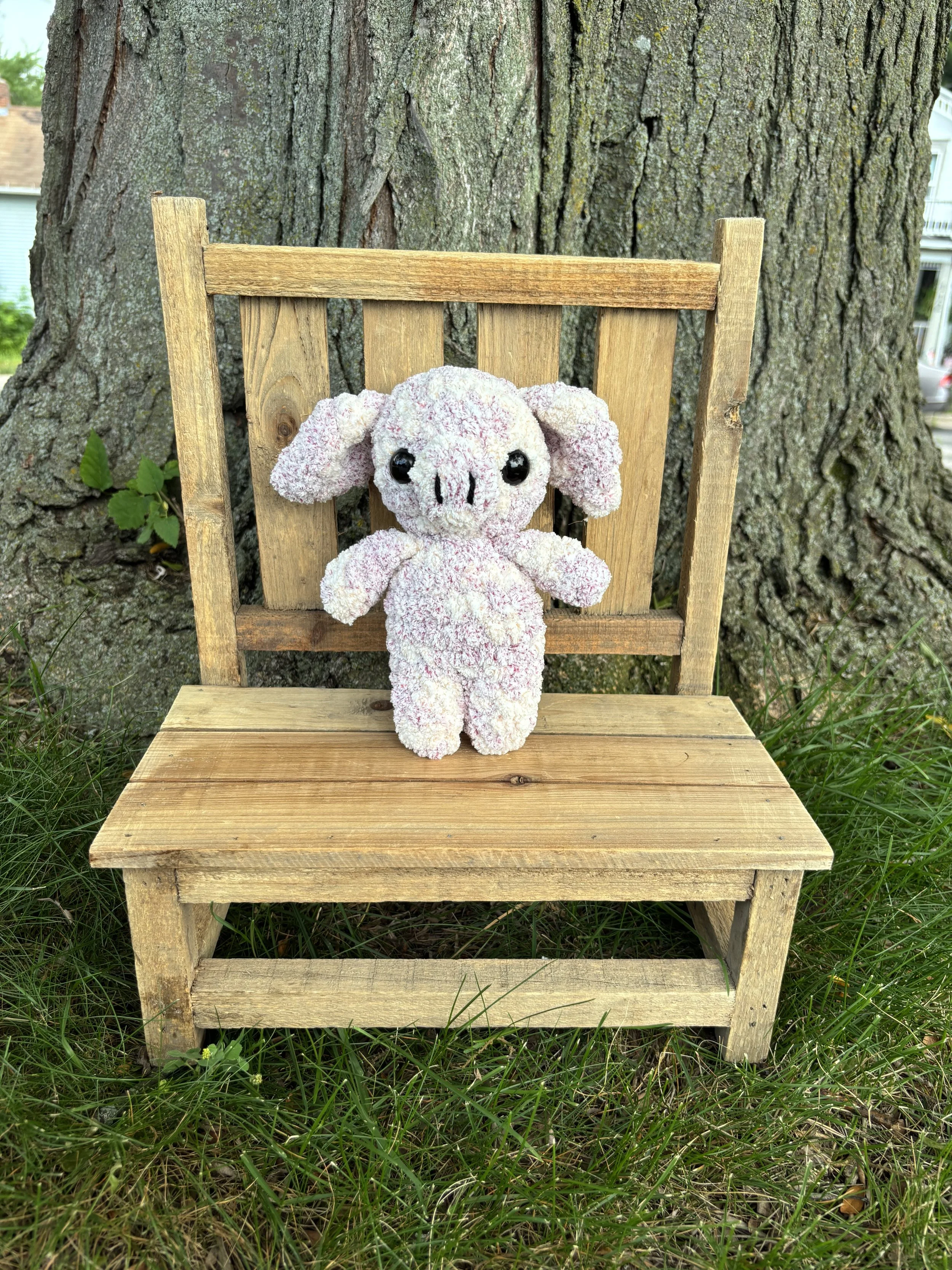 Handmade crochet pig plushie with floppy ears