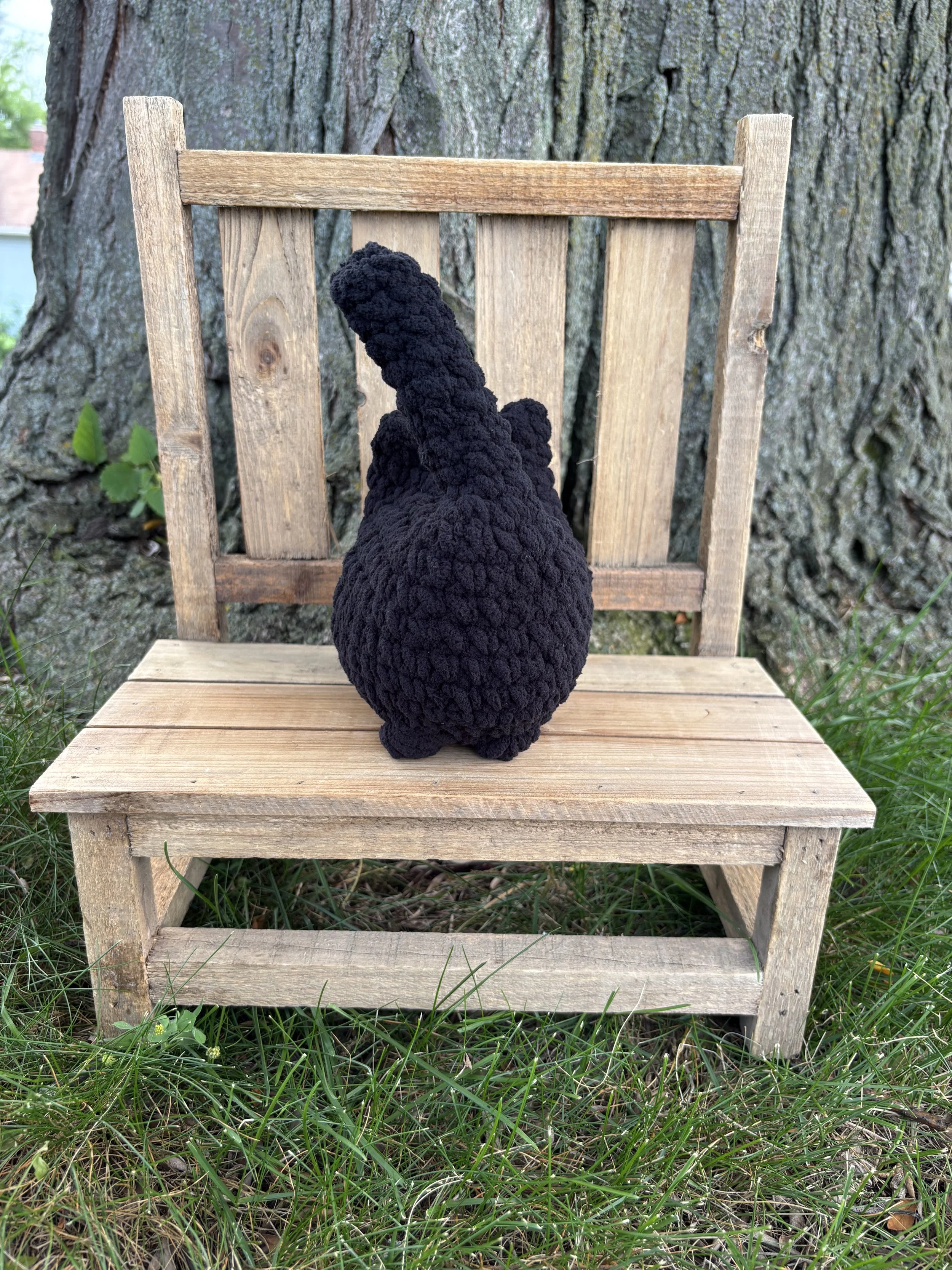 Handmade crochet black cat plushie
