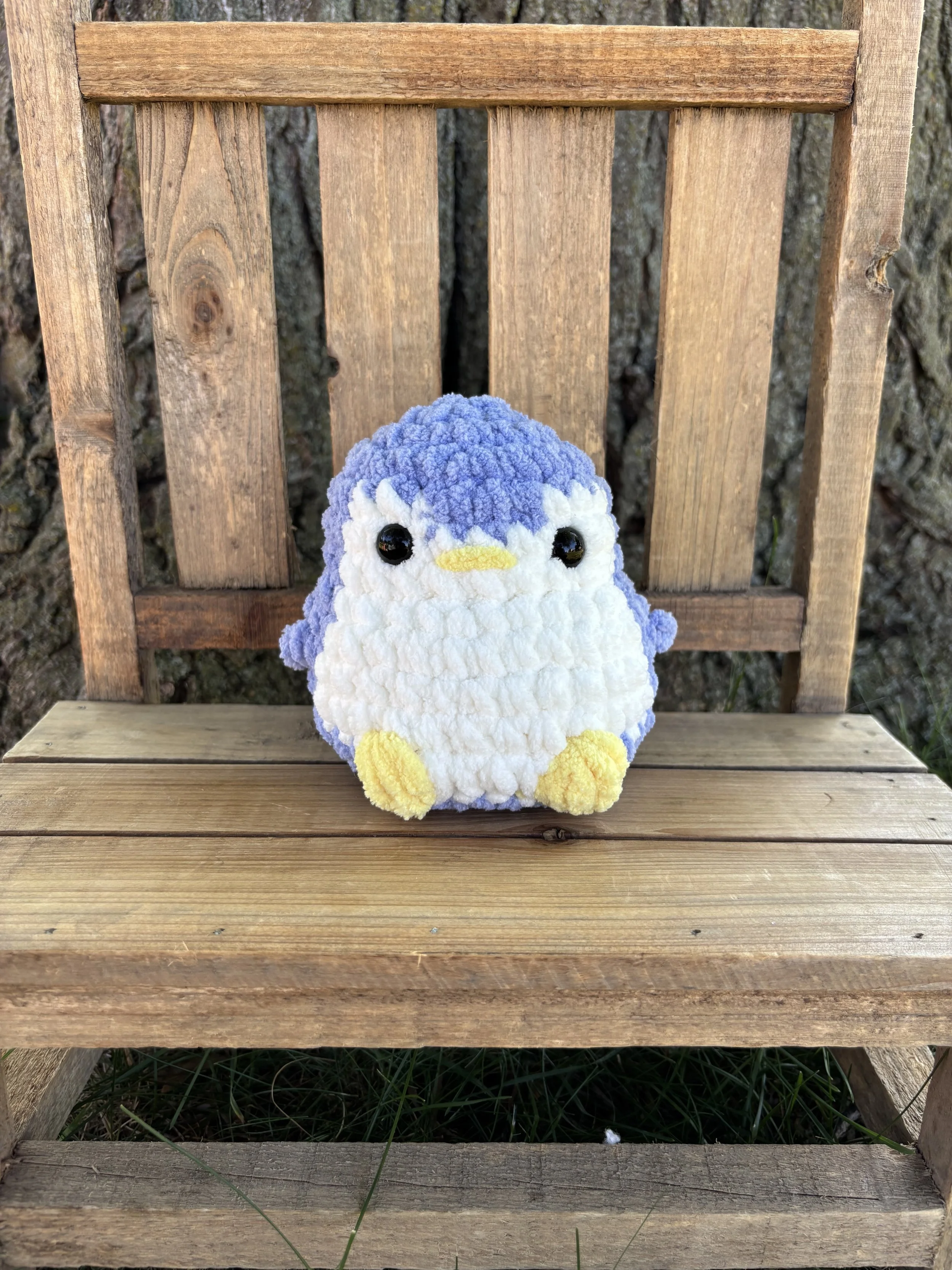 Handmade crochet round penguin plushie