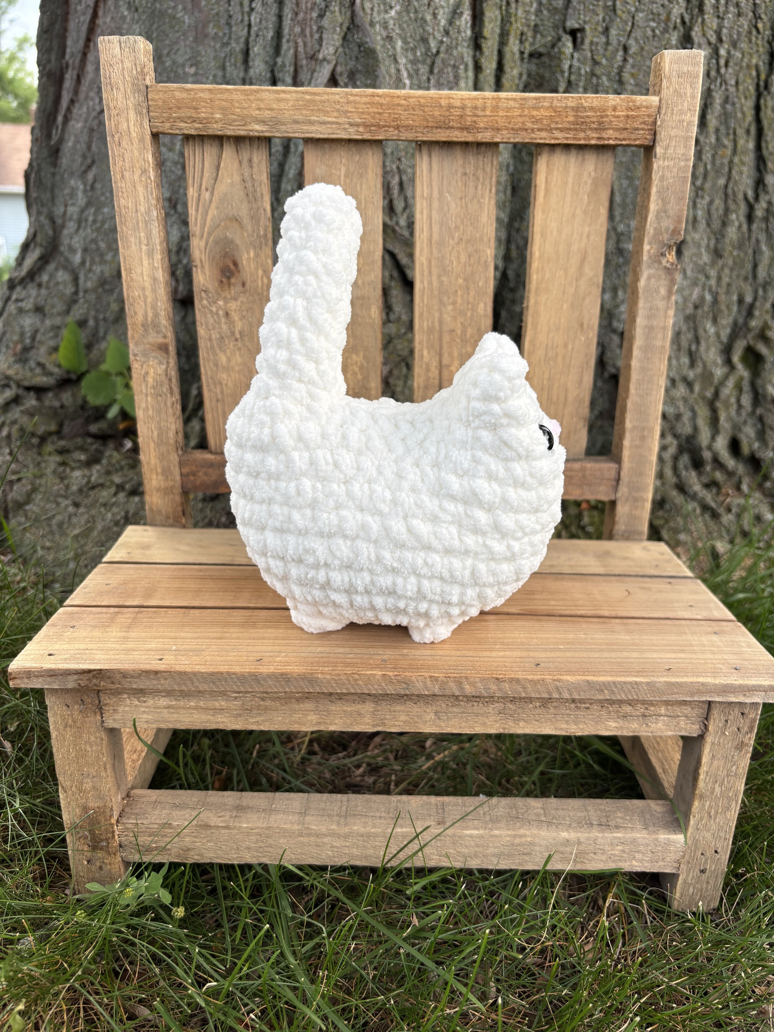 Handmade crochet white cat plushie