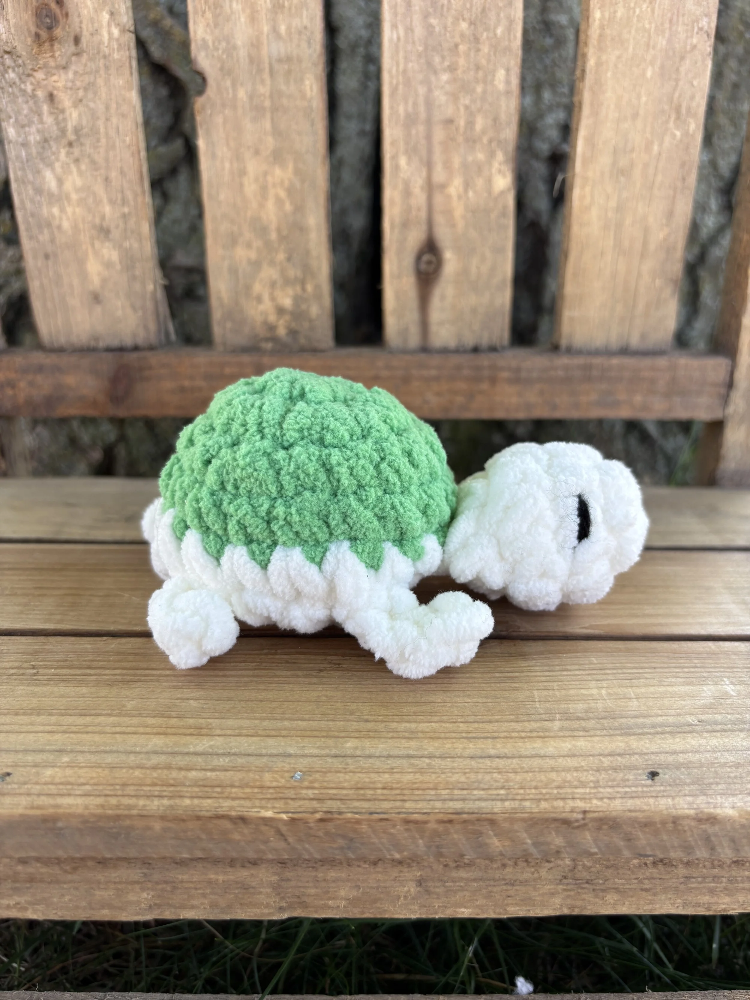 Handmade mini crochet turtle plushie collage