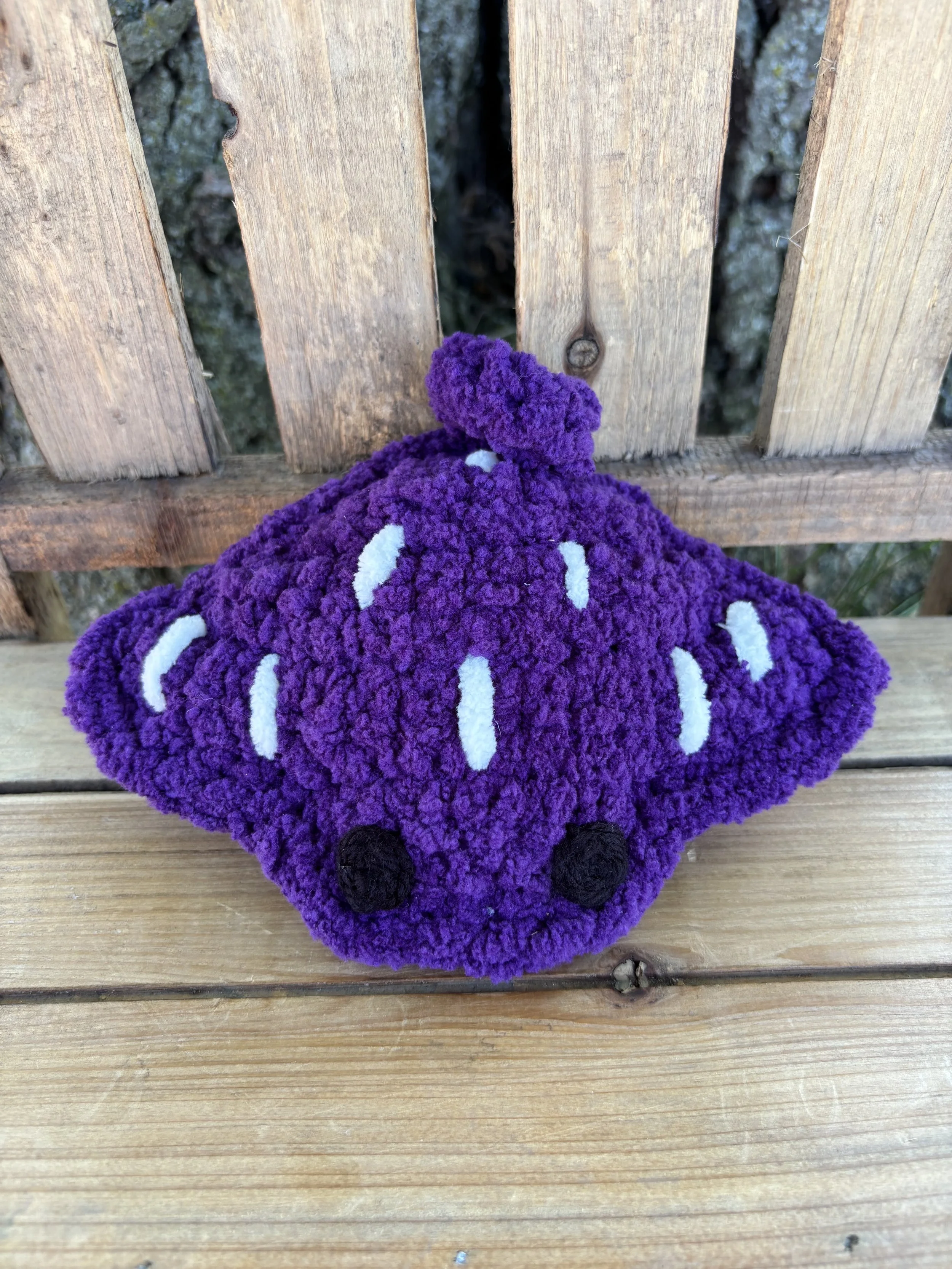 Handmade crochet purple stingray plushie