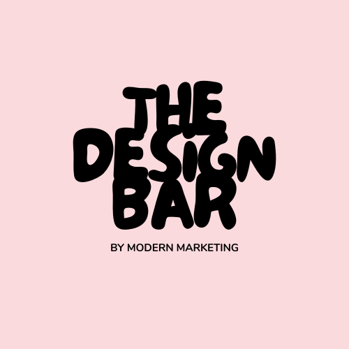 Text reading 'The Design Bar by Modern Marketing' on a pink background