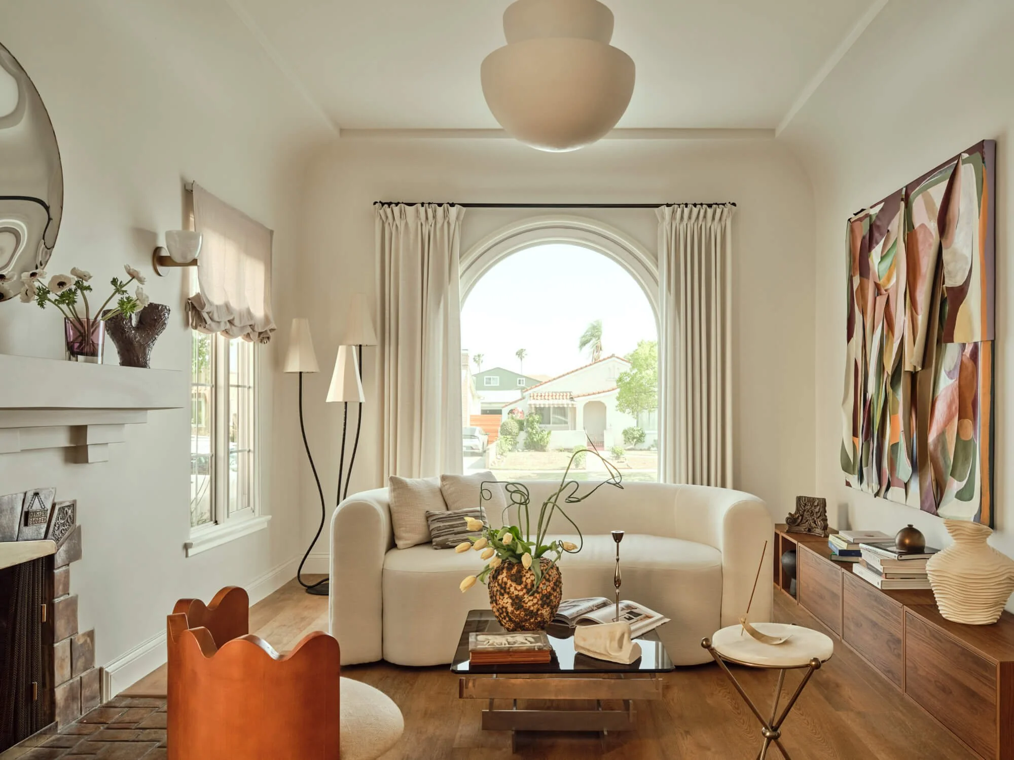 Living room with curated vintage finds.