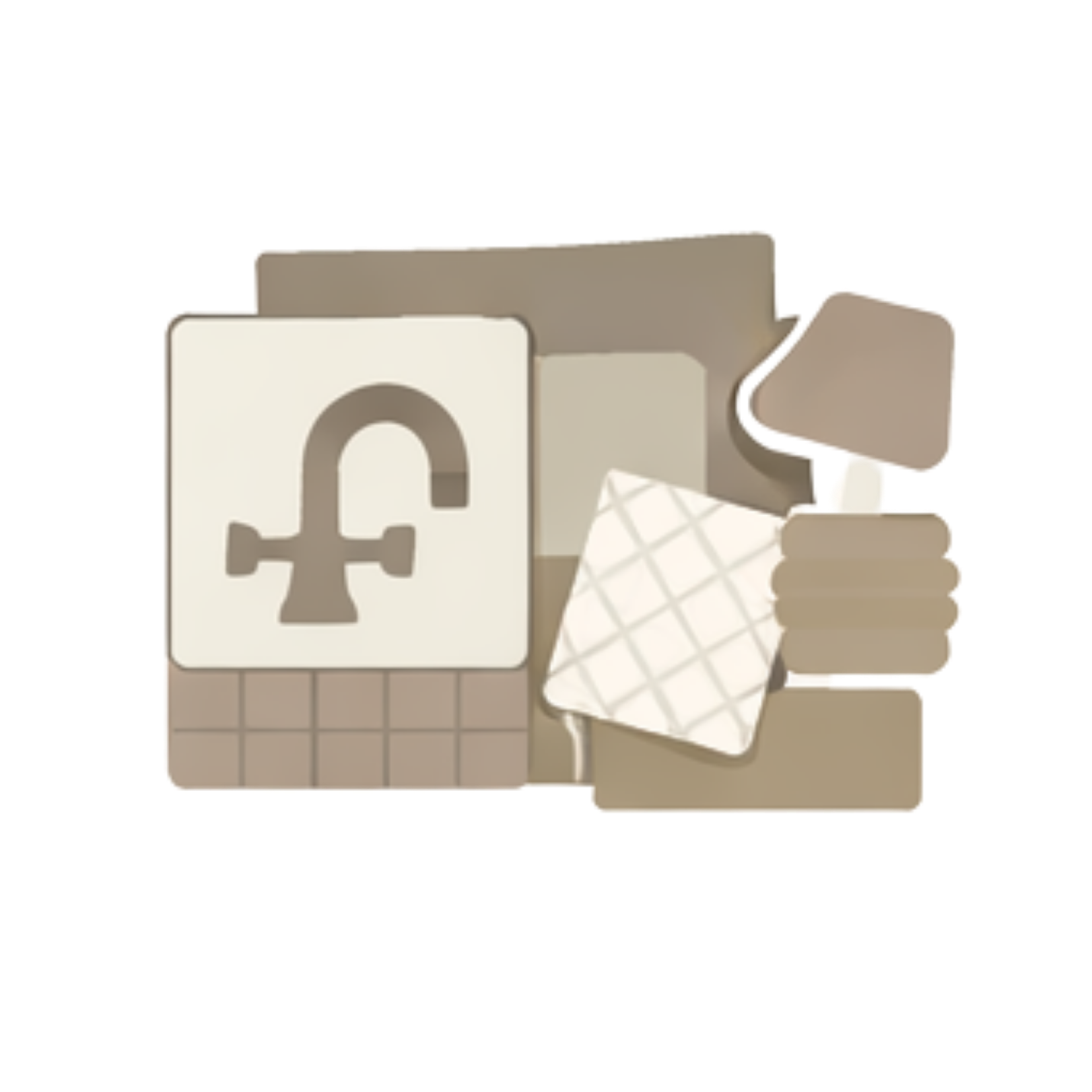 Illustration of a plumber's pipe repair toolkit with pipes, a wrench, and a planner.